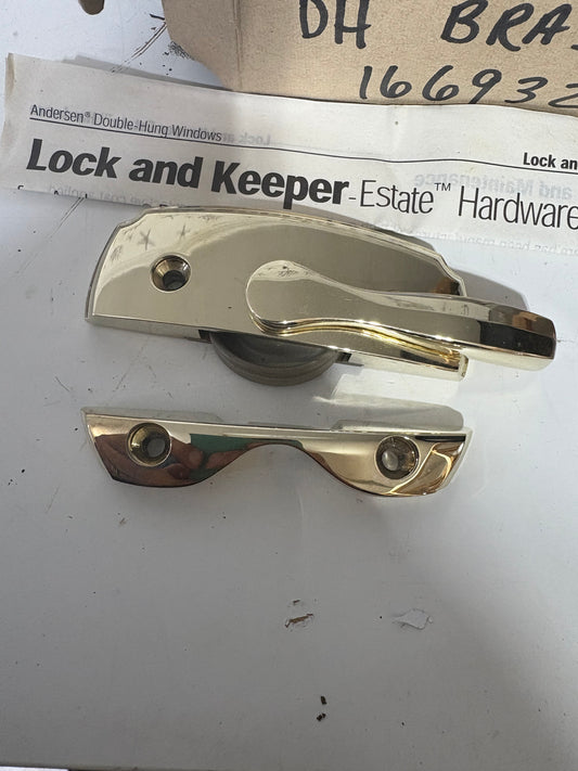 Andersen Flush Mount Estate Sash Lock with Keeper - 1669321 - Bright Brass