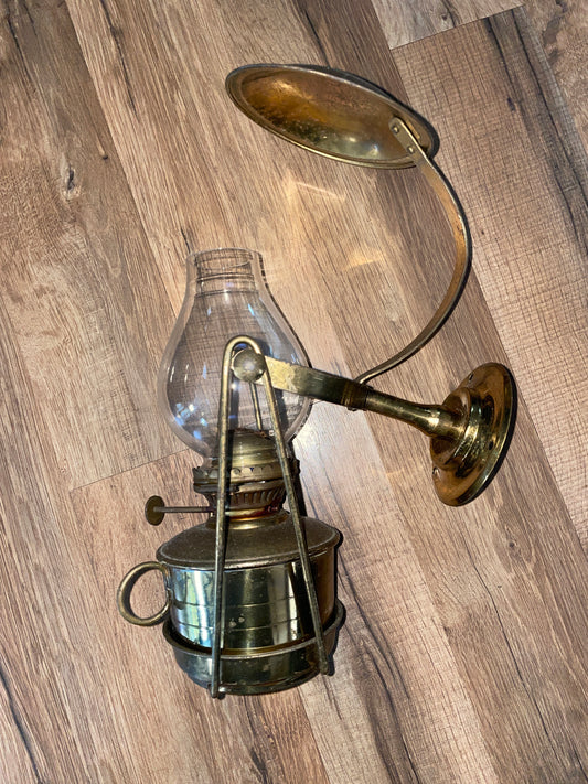 Beautiful Fastnet Nauticalia Oil Lamp With Gimball & Connected Deflector