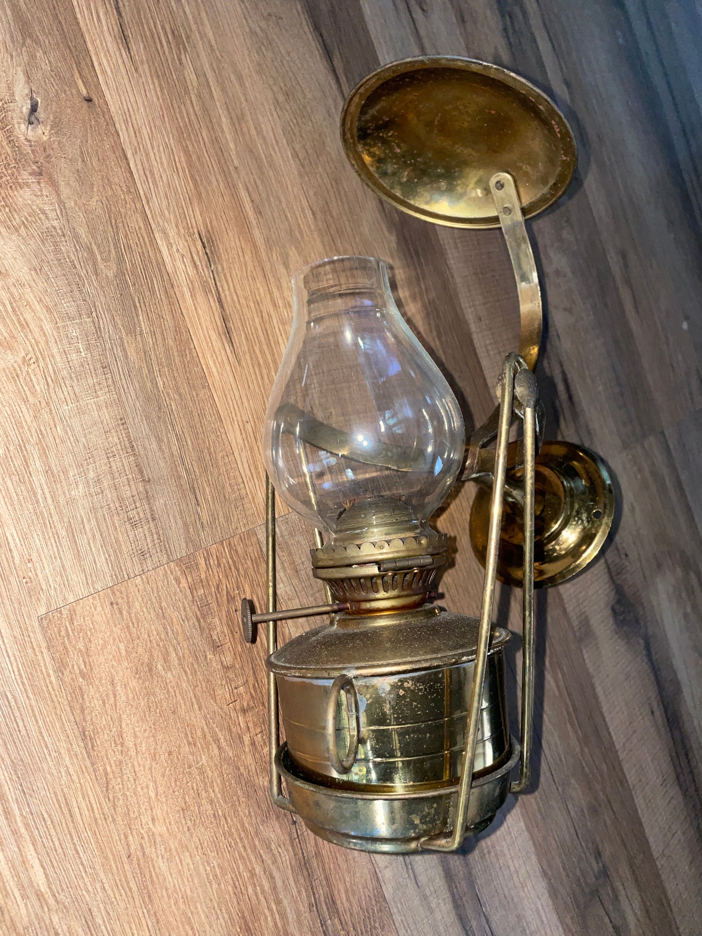 Beautiful Fastnet Nauticalia Oil Lamp With Gimball & Connected Deflector