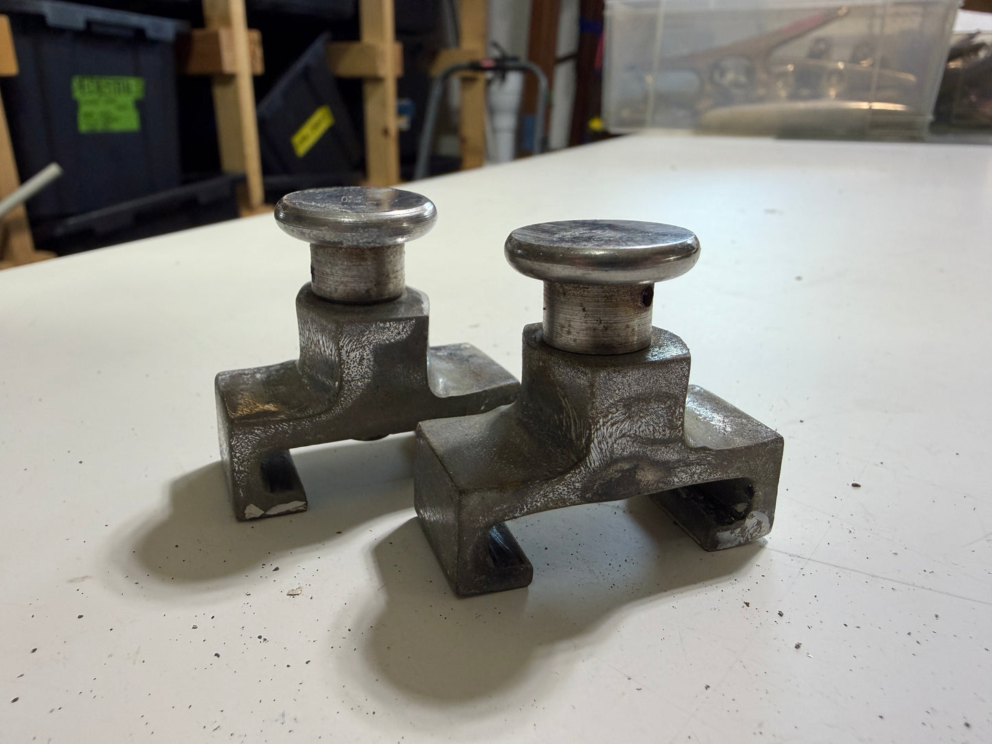 PAIR 1 1/4" Chromed Bronze Adjustable Track Ends