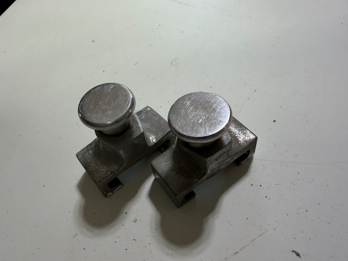PAIR 1 1/4" Chromed Bronze Adjustable Track Ends