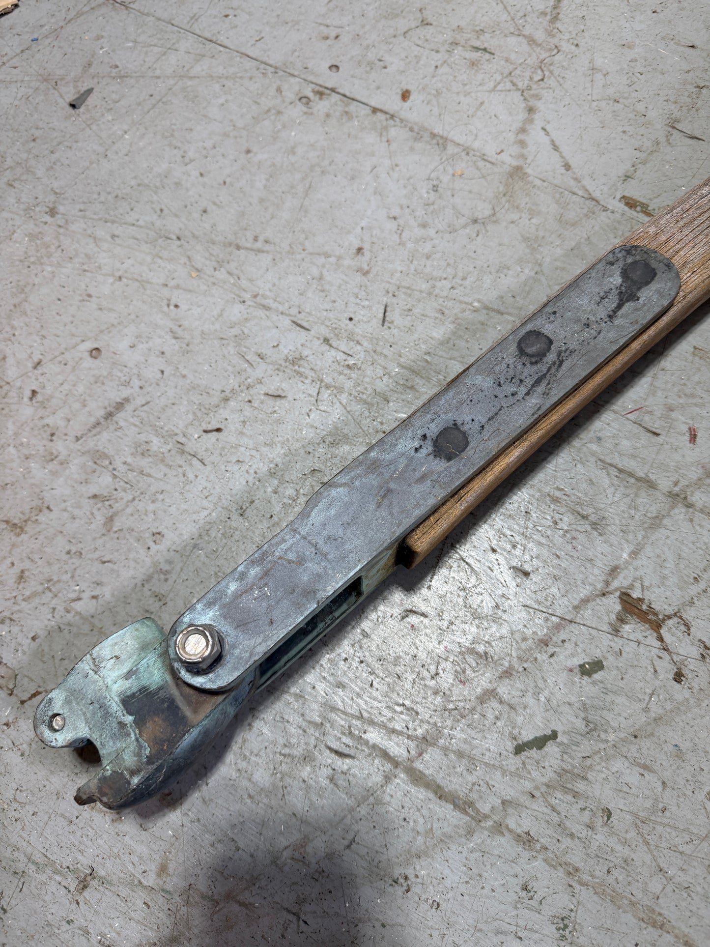 51" Long Curved Teak Tiller Handle With Tiller Strap And Rudder Cap -- #27