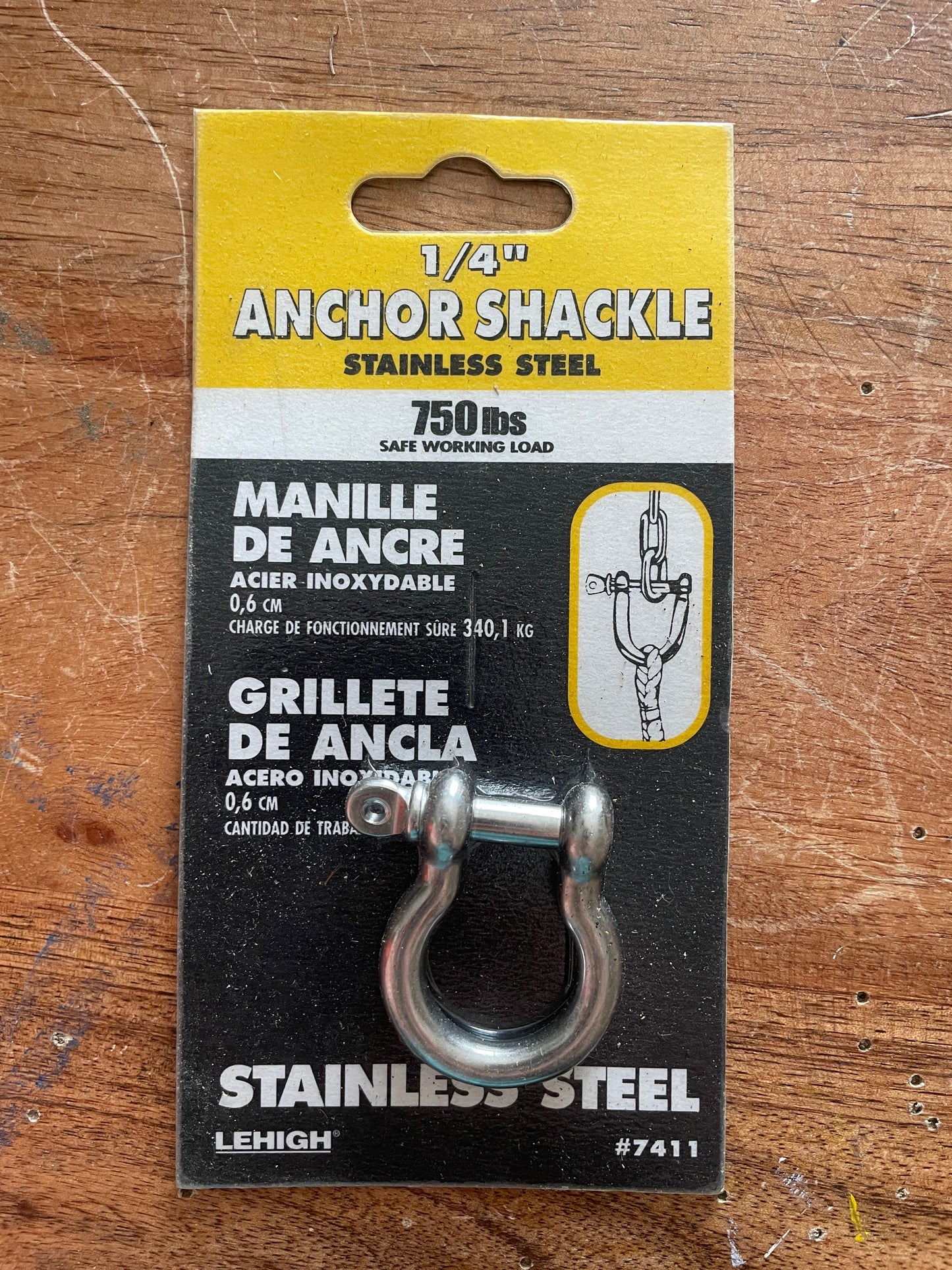 Lehigh 1/4” Stainless Steel Anchor Shackle - NEW