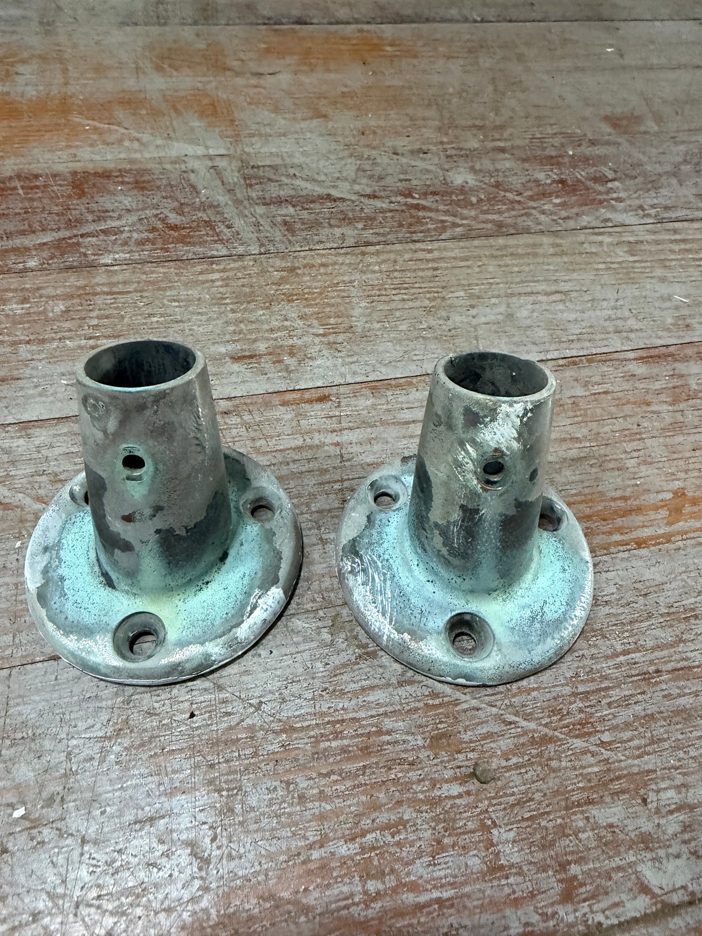 PAIR 1" Chromed Bronze Angled Base - 3" Base Diameter