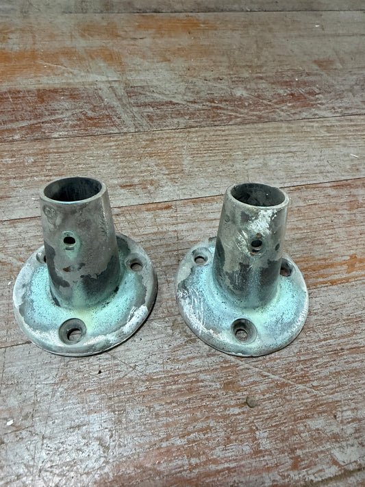 PAIR 1" Chromed Bronze Angled Base - 3" Base Diameter