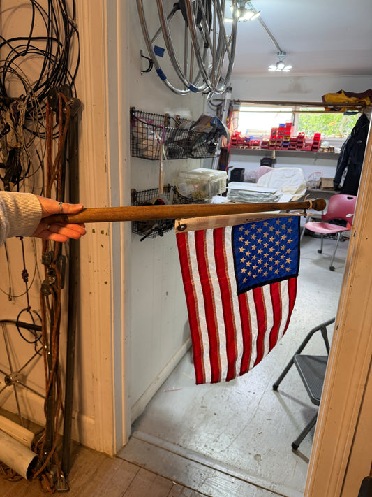 23 1/4" Long Wooden Flag Pole With 12" x 20" American Flag