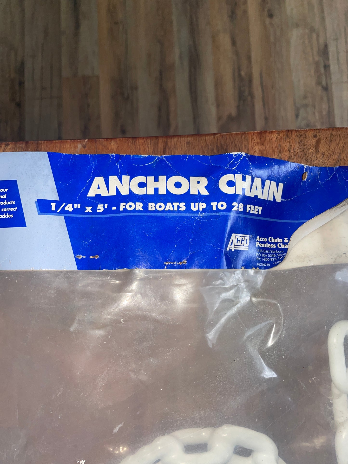 ACCO 1/4” x 5’ Long Vinyl Coated Galvanized Anchor Chain - NEW