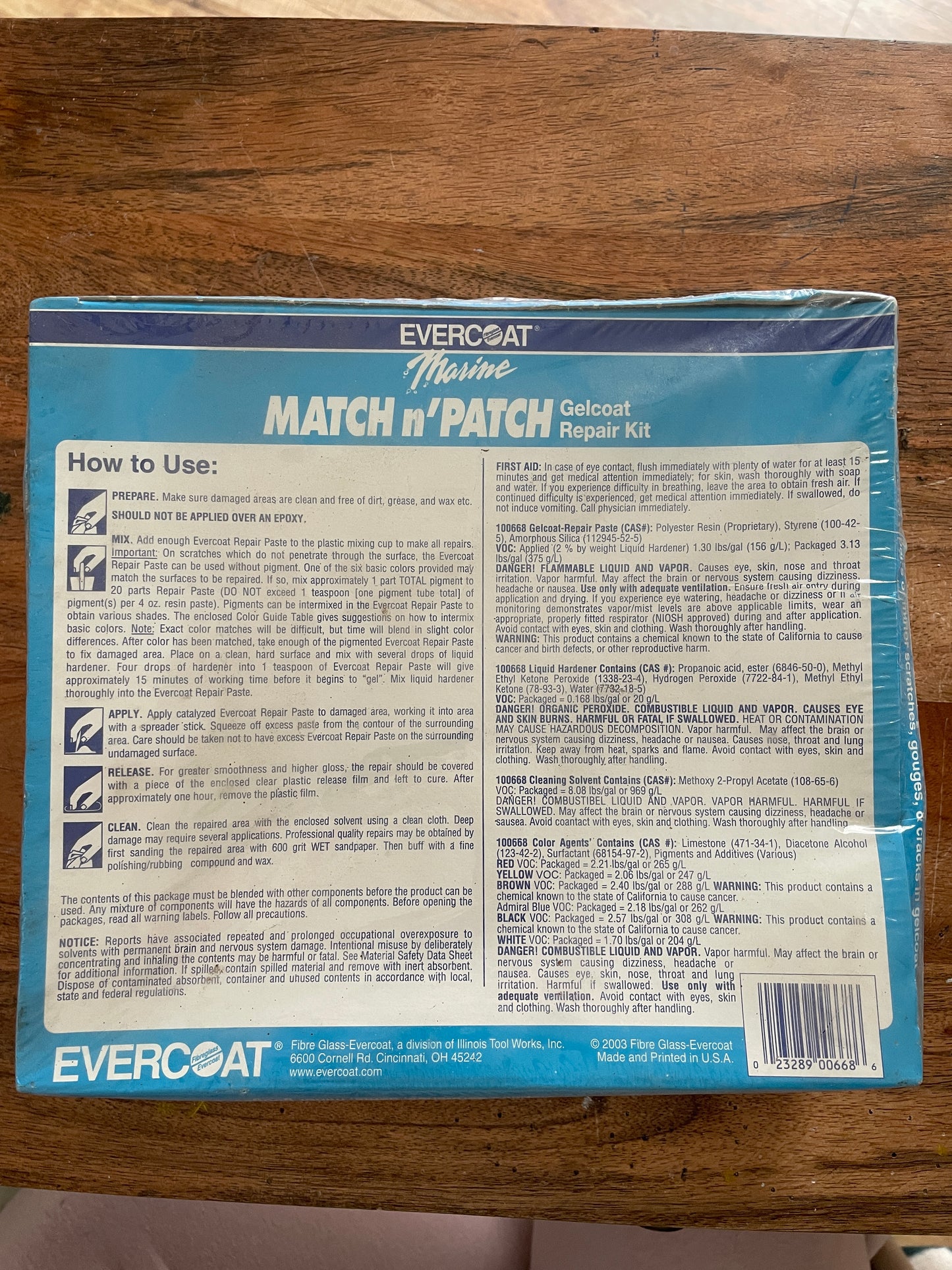 Evercoat Match N’ Patch Gelcoat Repair Kit - NEW