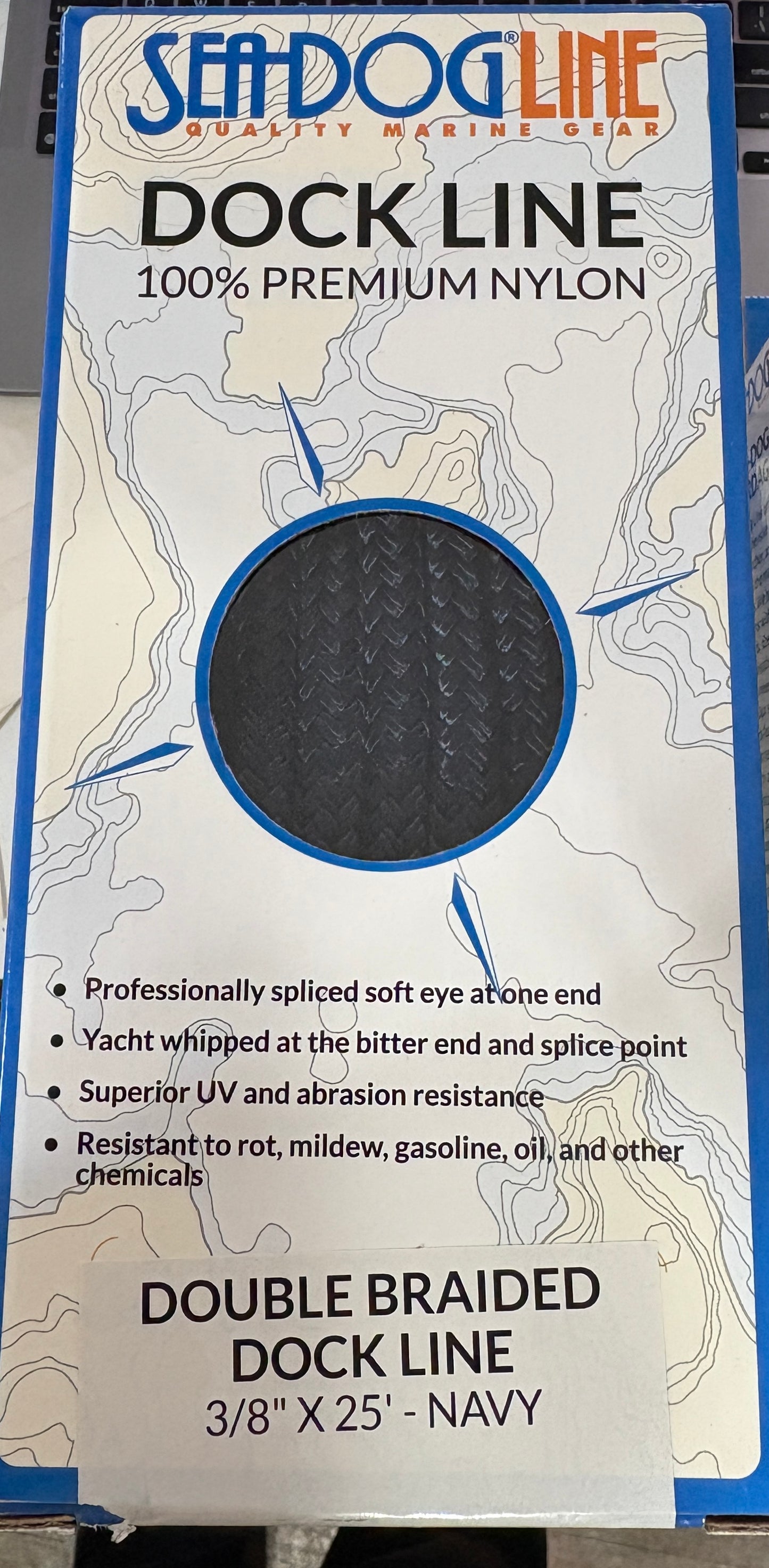 Sea Dog Double Braided Dock Line 3/8"x 25' Navy NEW