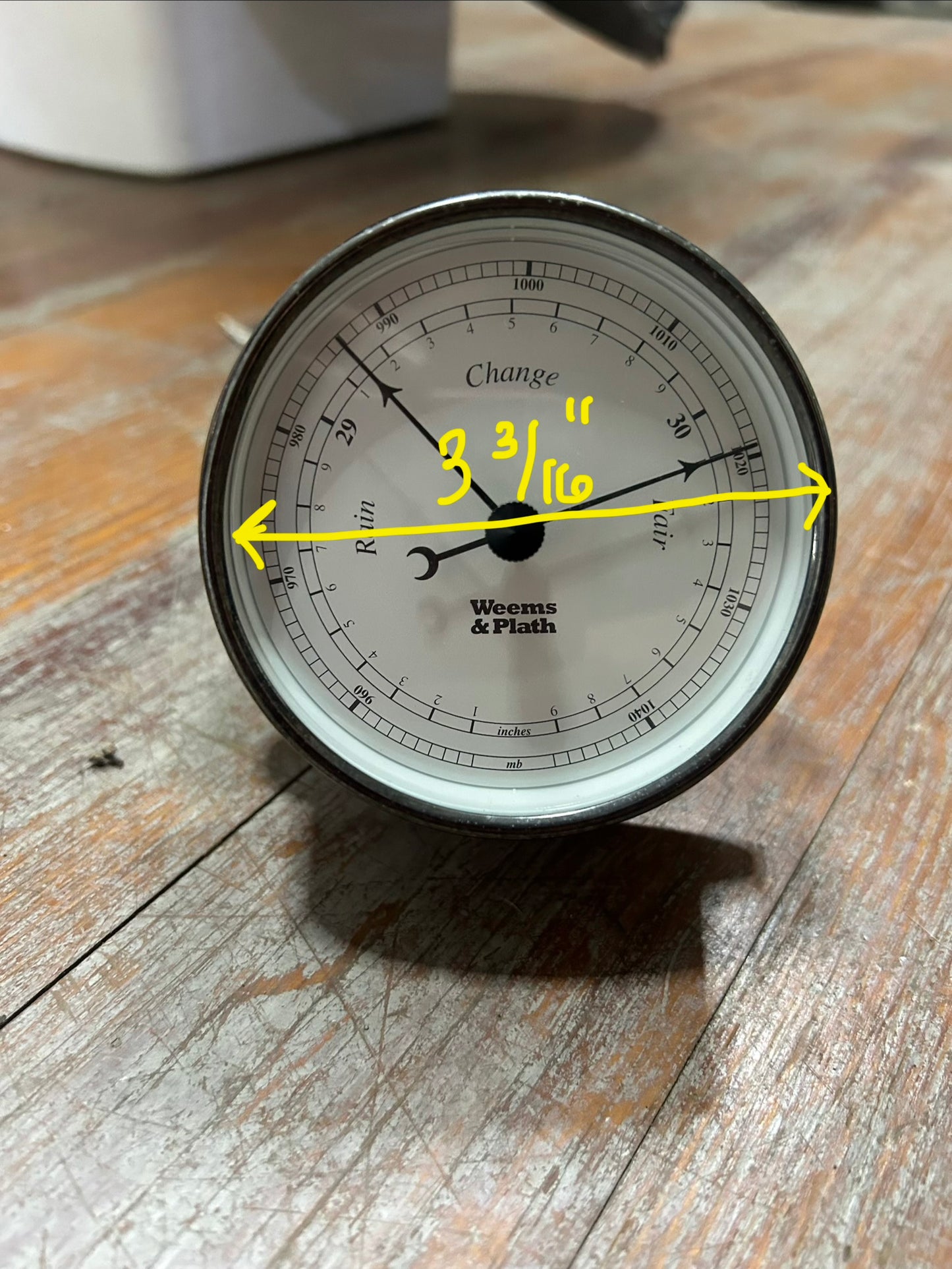 Weems & Plath Marine Barometer – Bulkhead Mount Boat Weather Instrument – 3 3/16” Face