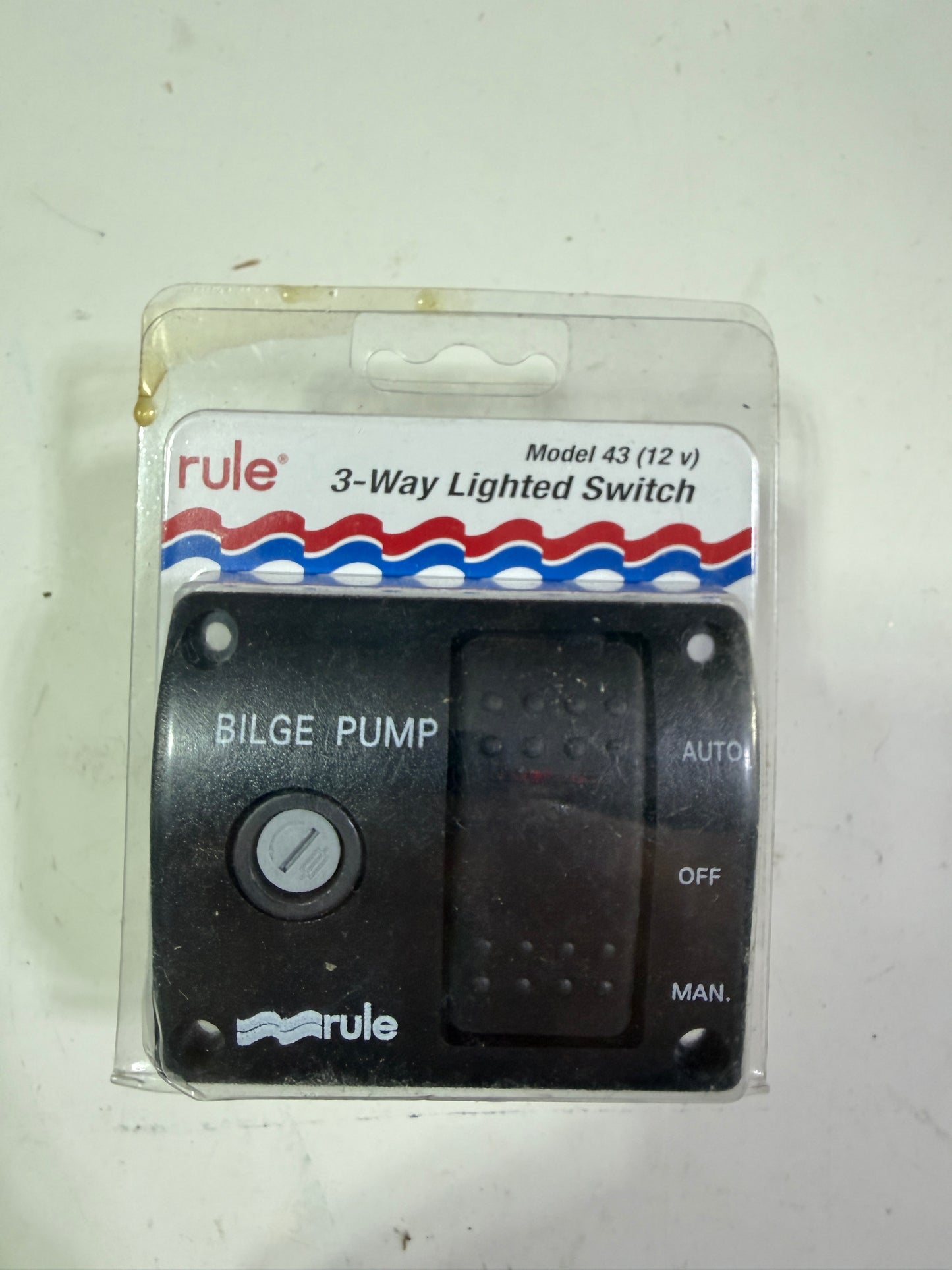 Rule 3 Way Lighted Bilge Pump Switch MODEL 43 - 12V - NEW