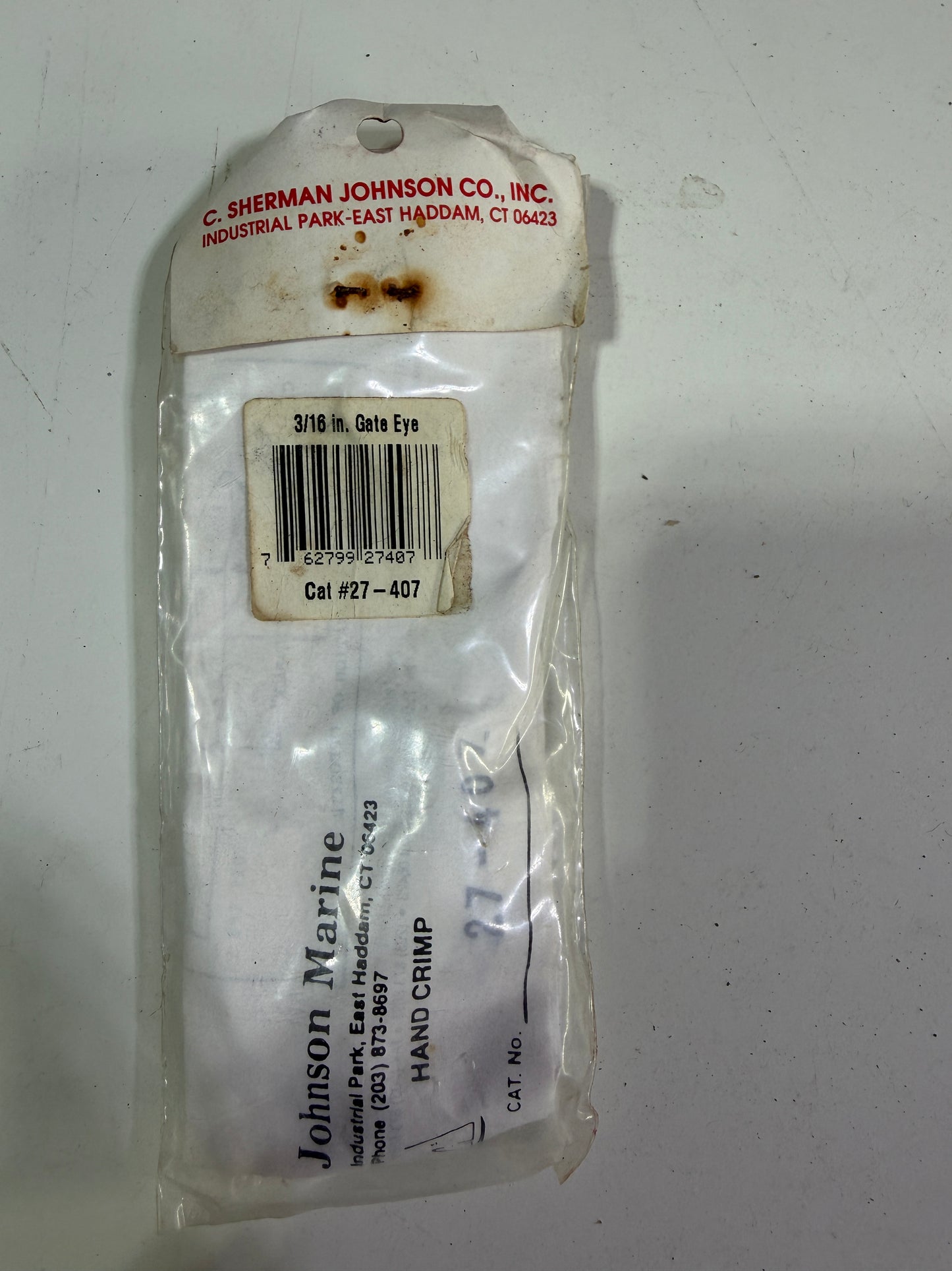 Johnson Marine 3/16" Single Gate Eye - NEW