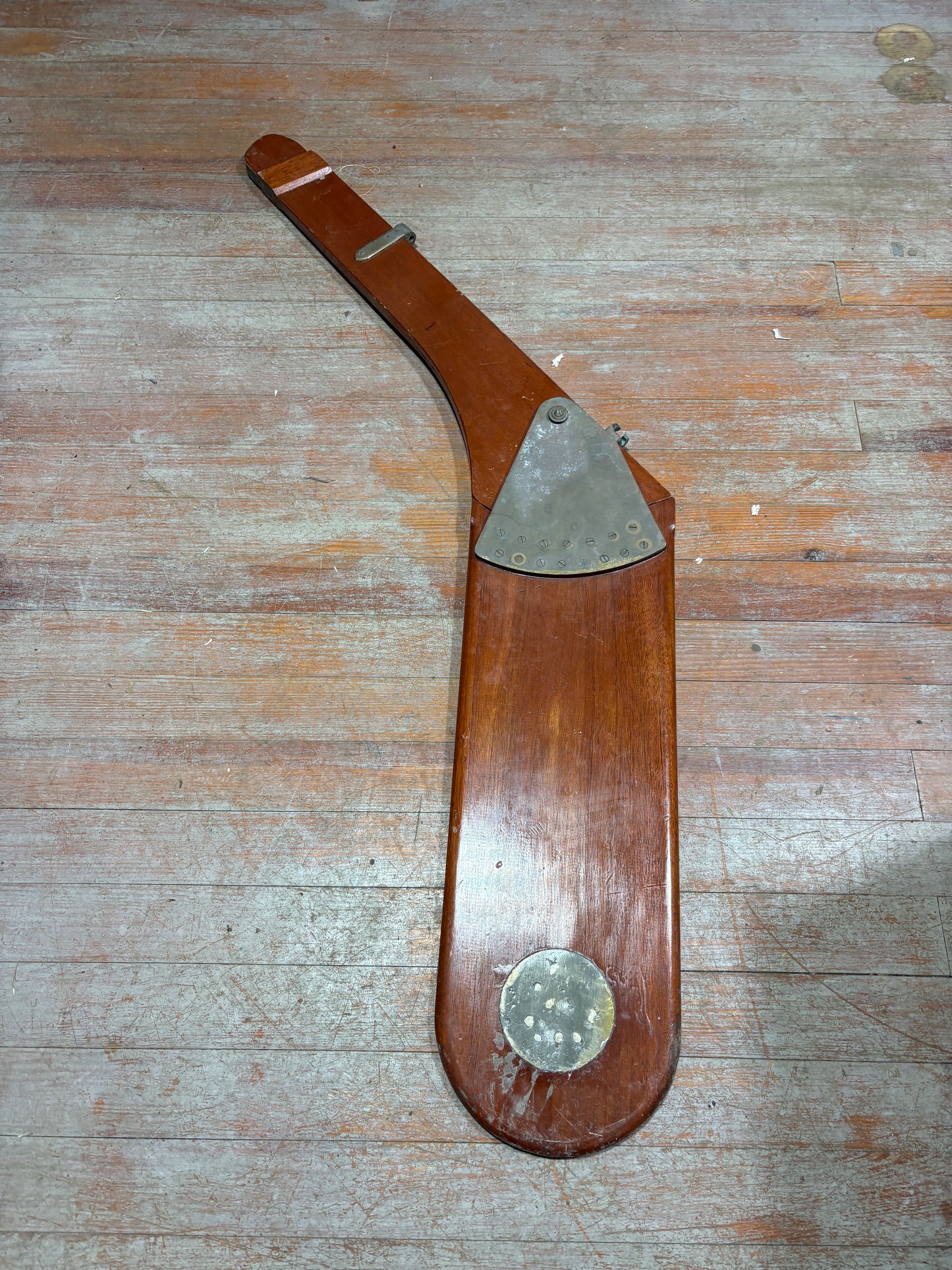 Vintage Wood Sailing Dinghy Rudder & Tiller with Bronze Hardware