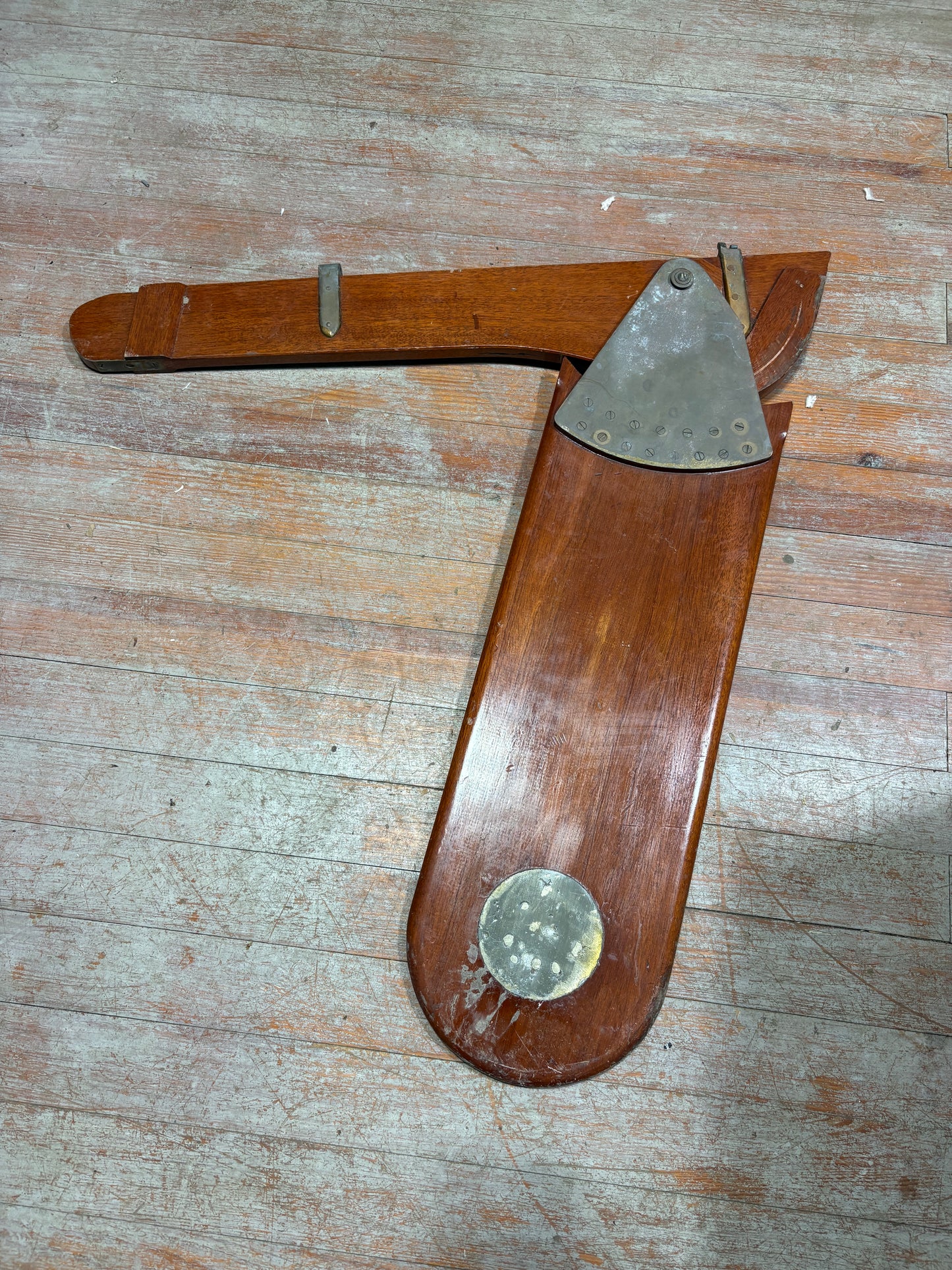 Vintage Wood Sailing Dinghy Rudder & Tiller with Bronze Hardware
