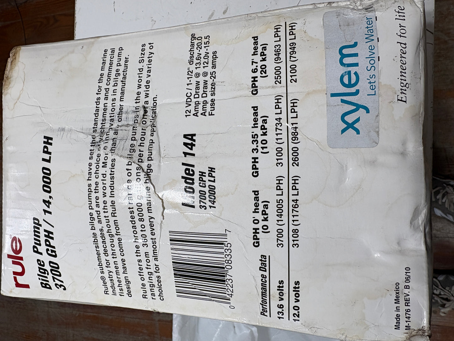 Rule Bilge Pump Model 14A New in Box