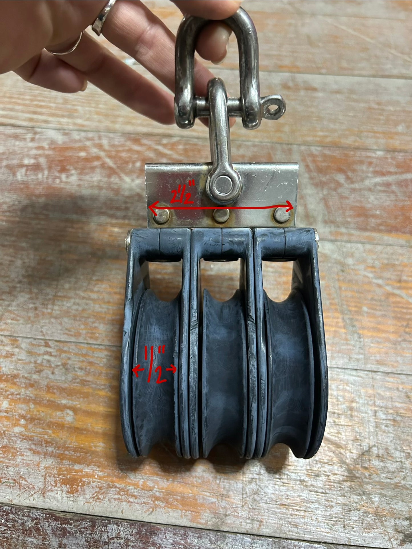 1/2" Sheave Harken Triple Block w/ swivel shackle