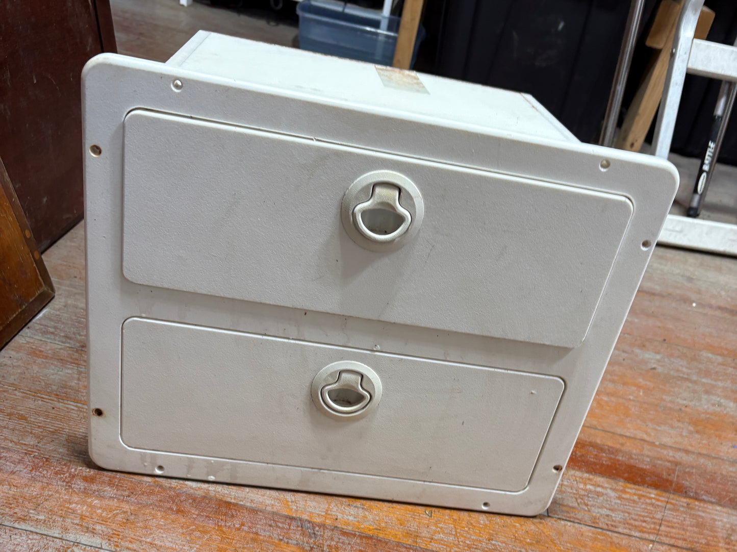 Molded fiberglass marine 2-drawer storage unit