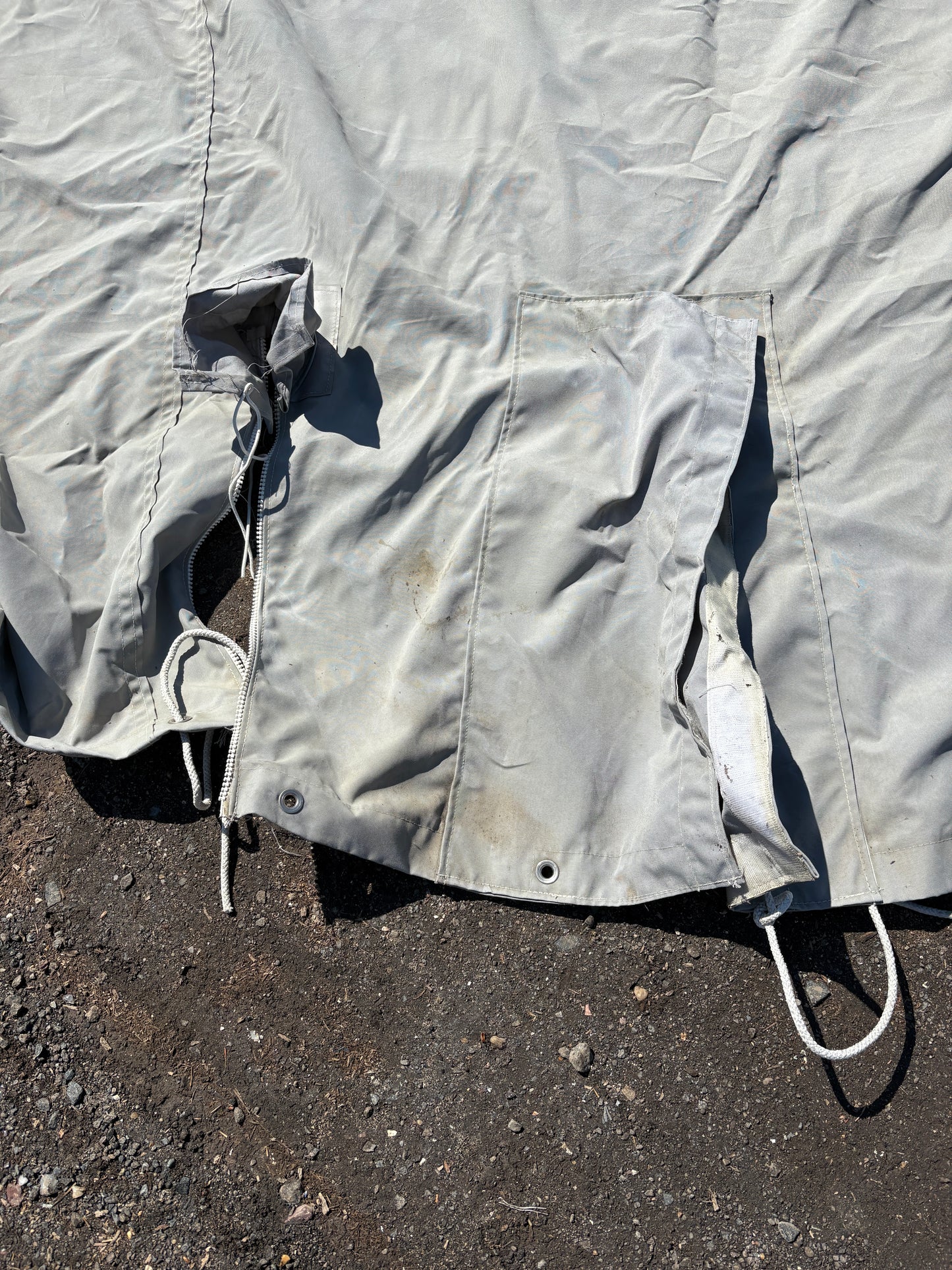 Gray Canvas Boat Cover 28 ft x 12 ft 3"