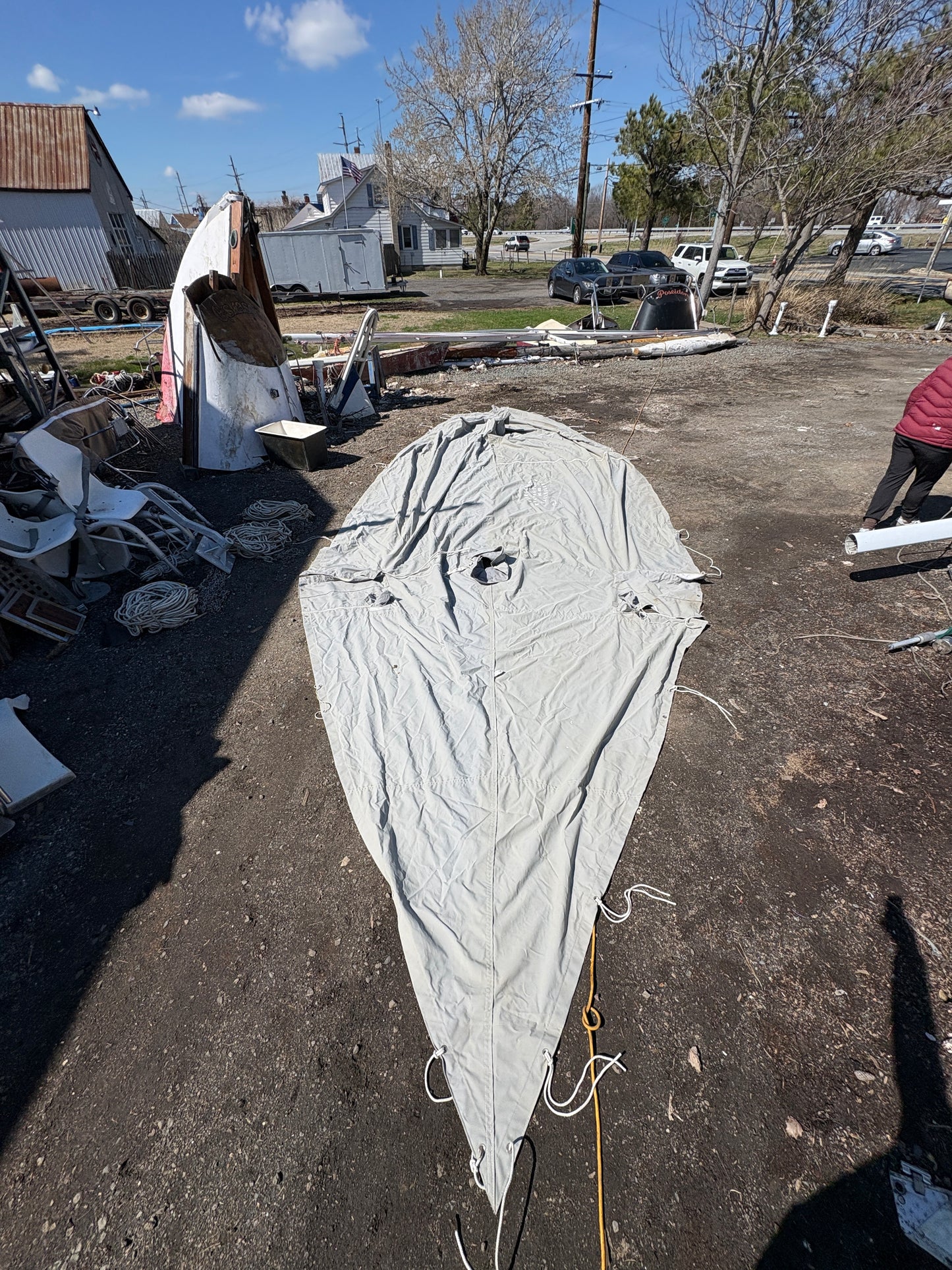 Gray Canvas Boat Cover 28 ft x 12 ft 3"