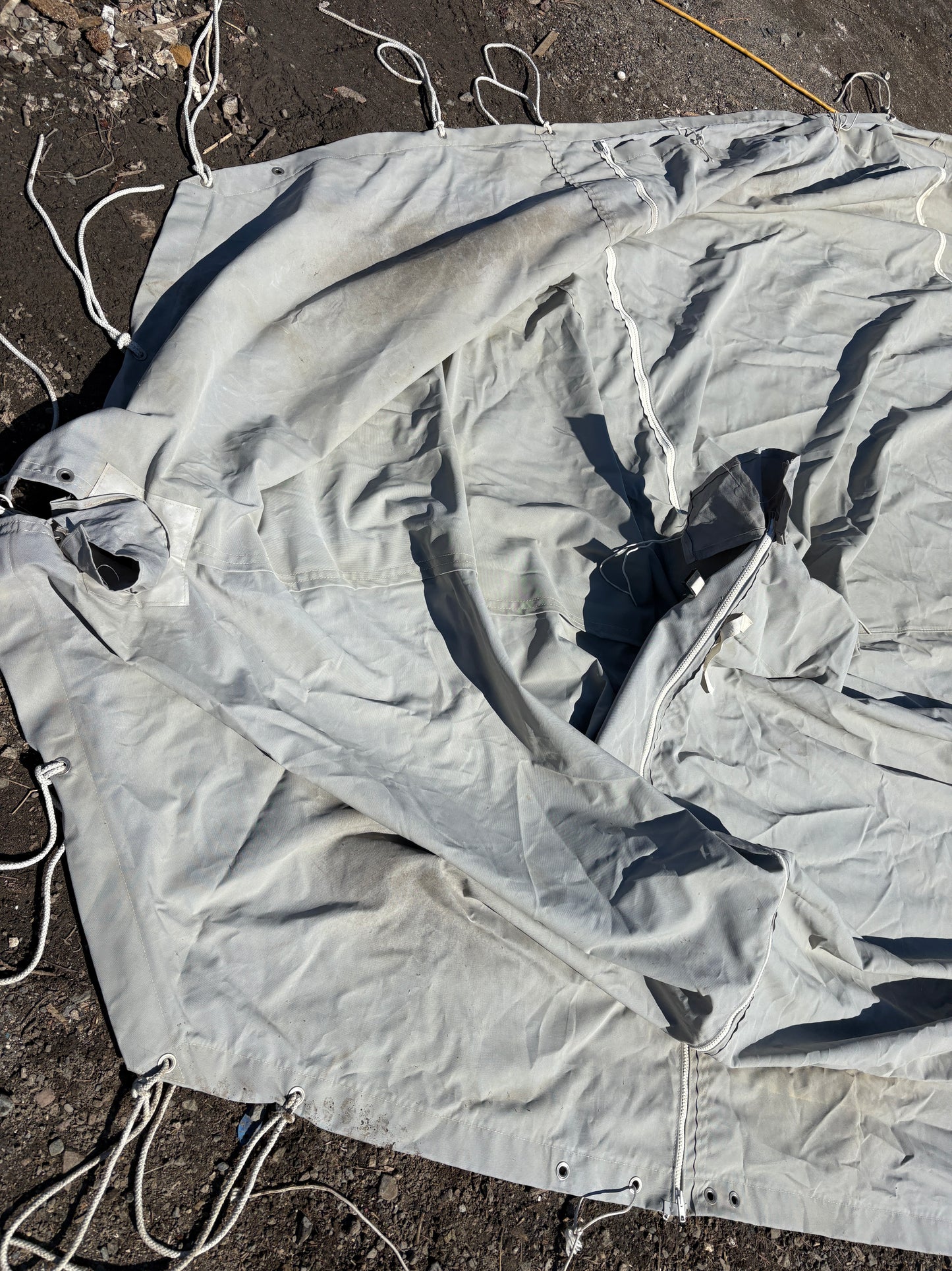 Gray Canvas Boat Cover 28 ft x 12 ft 3"