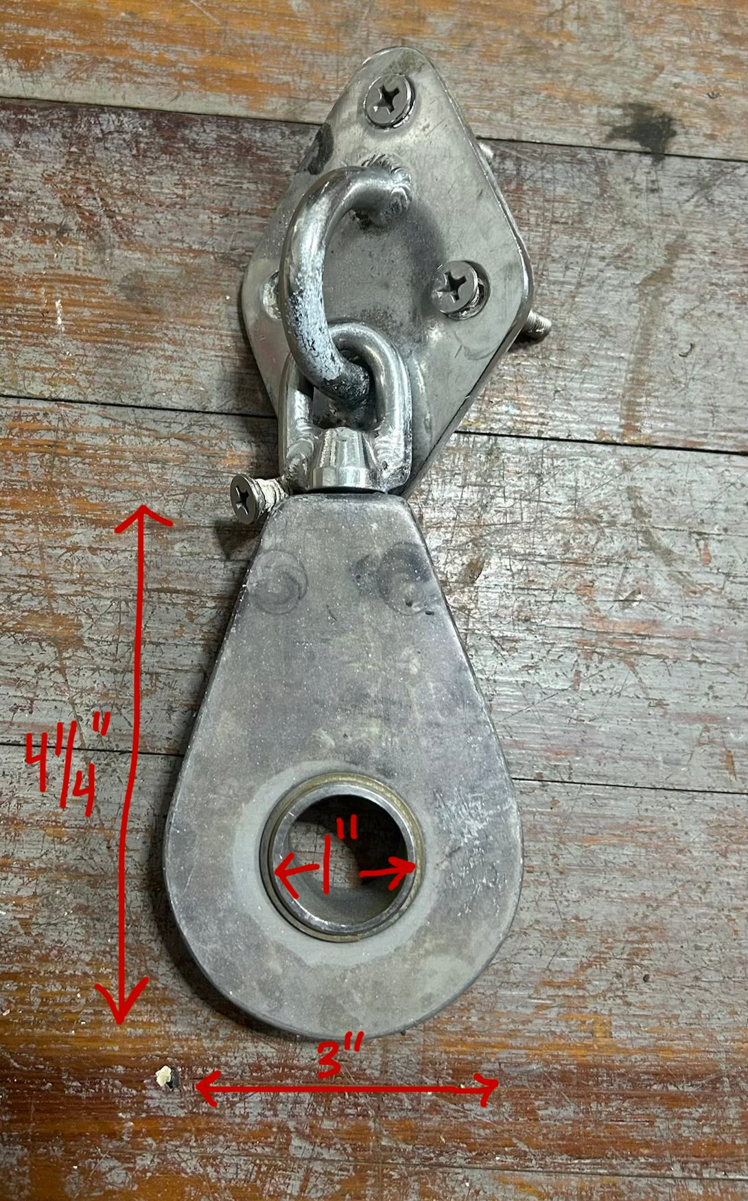 Stainless Steel Deck-Mount w/ Single Block and swivel shackle