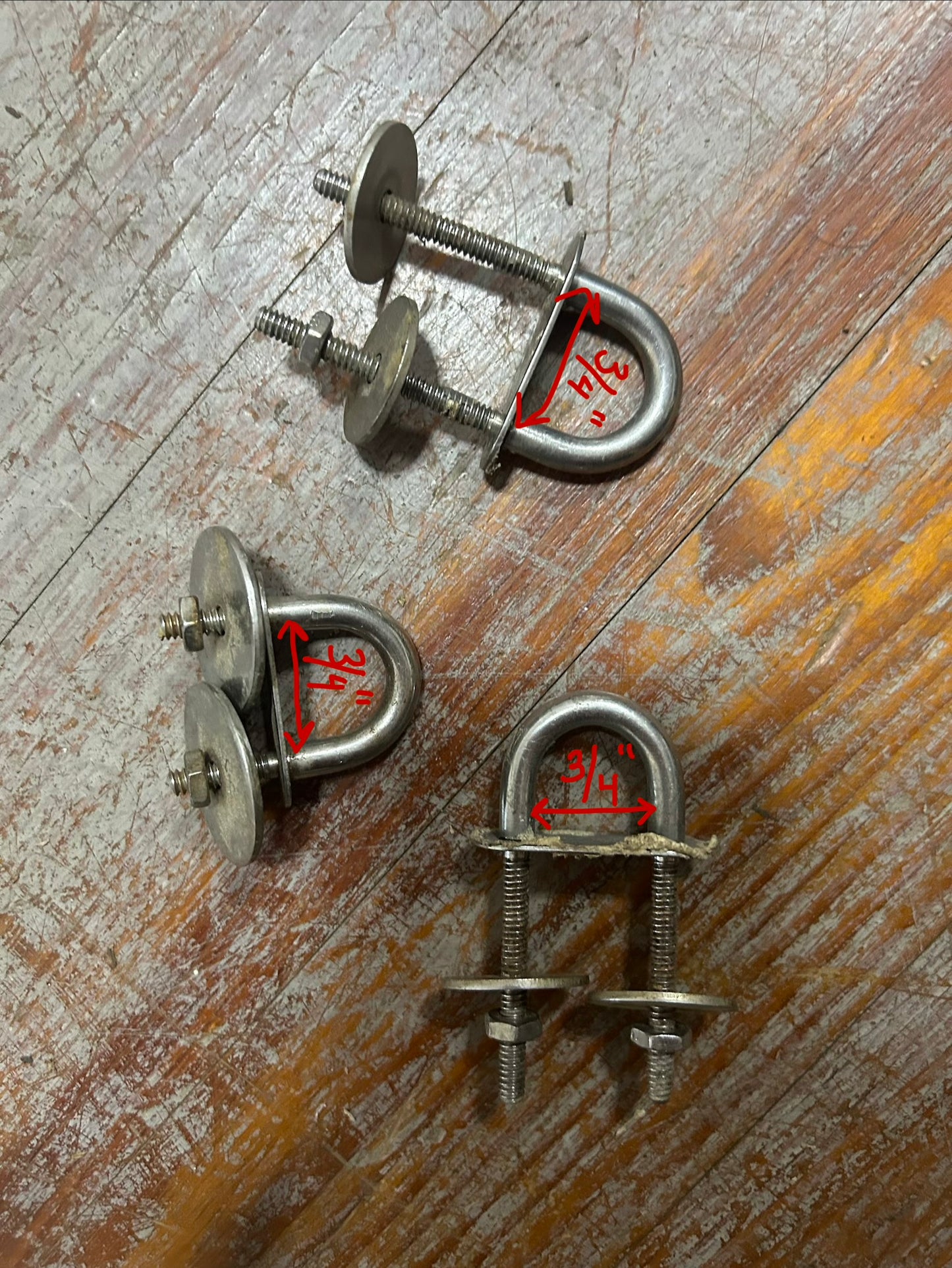 Lot of 3 Pad Eyes (1 smaller)