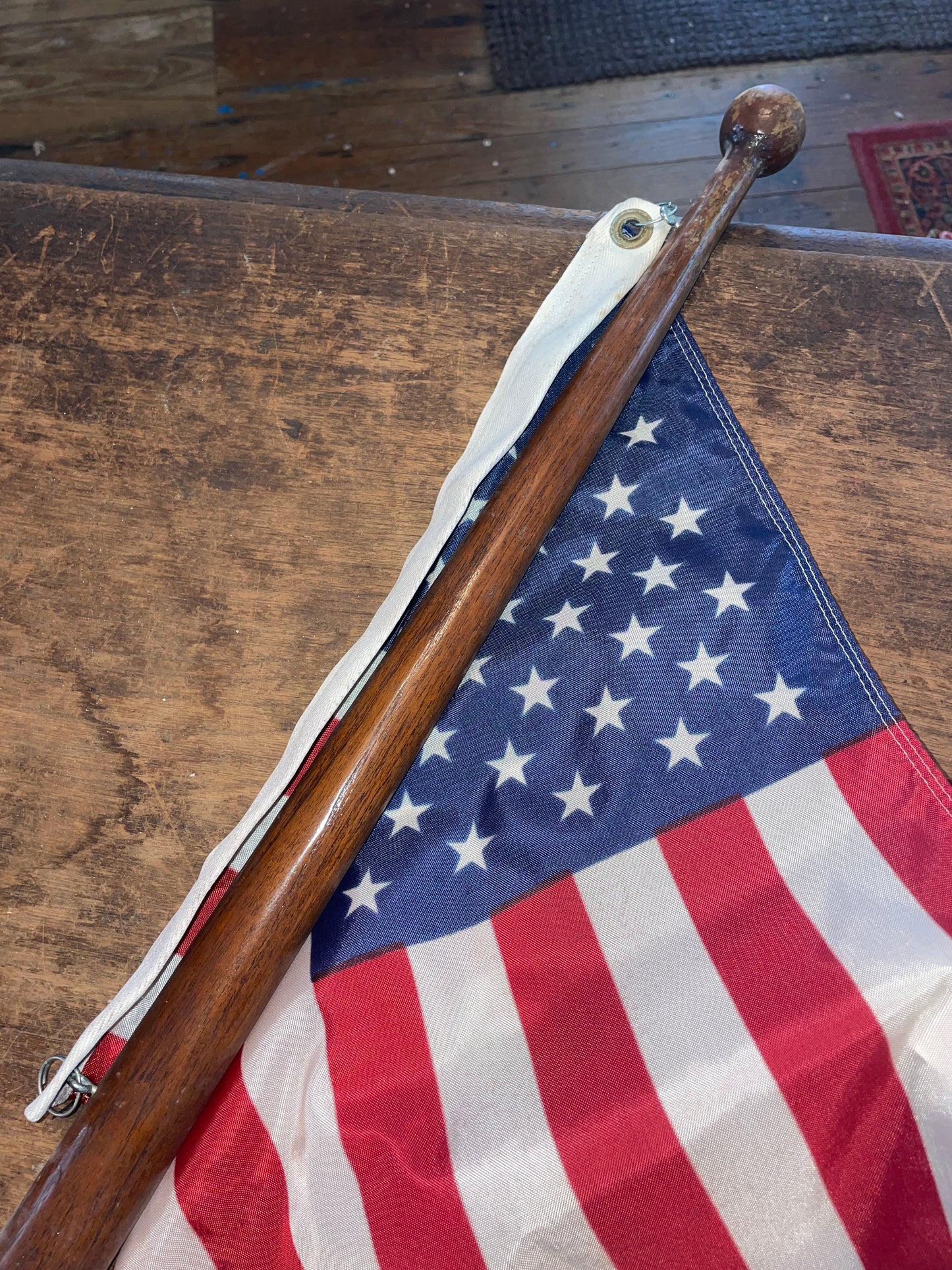 Wooden Flag Pole With American Flag (2 Different Flag Options)