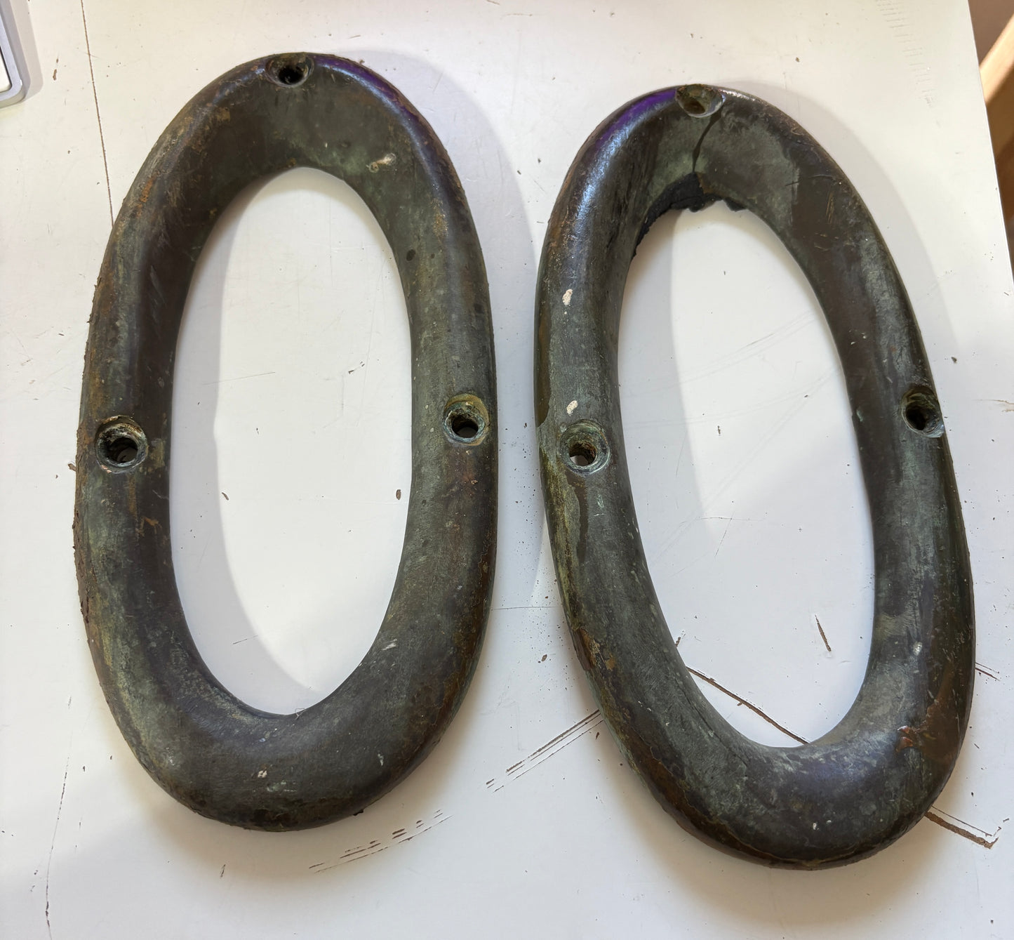 Vintage Bronze Hause Hole 9" x 4.25” PAIR