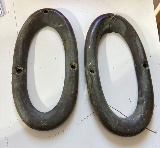 Vintage Bronze Hause Hole 9" x 4.25” PAIR