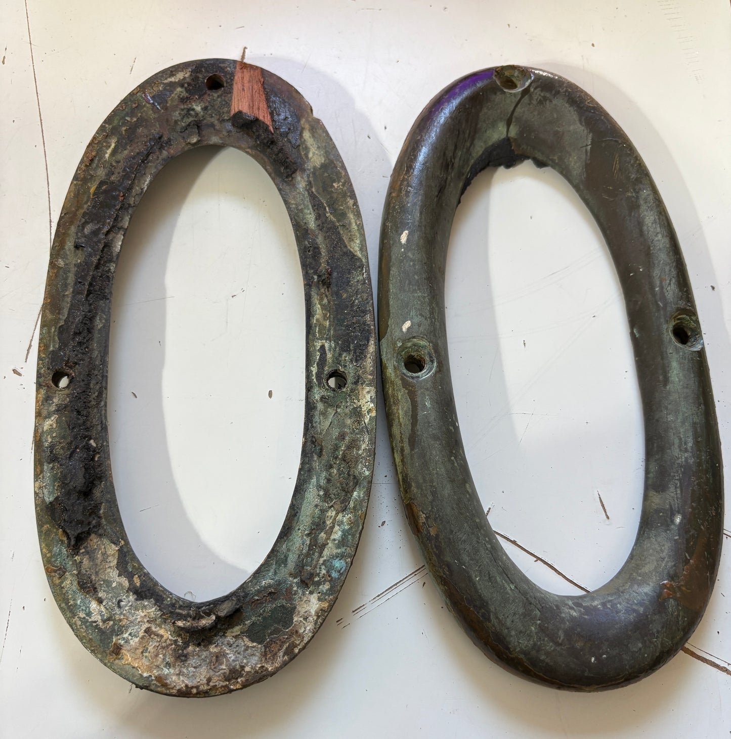 Vintage Bronze Hause Hole 9" x 4.25” PAIR