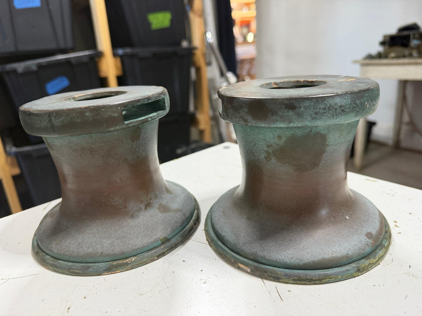 PAIR - Vintage Bronze C. Sherman 2 Speed Winches - Tripp 30