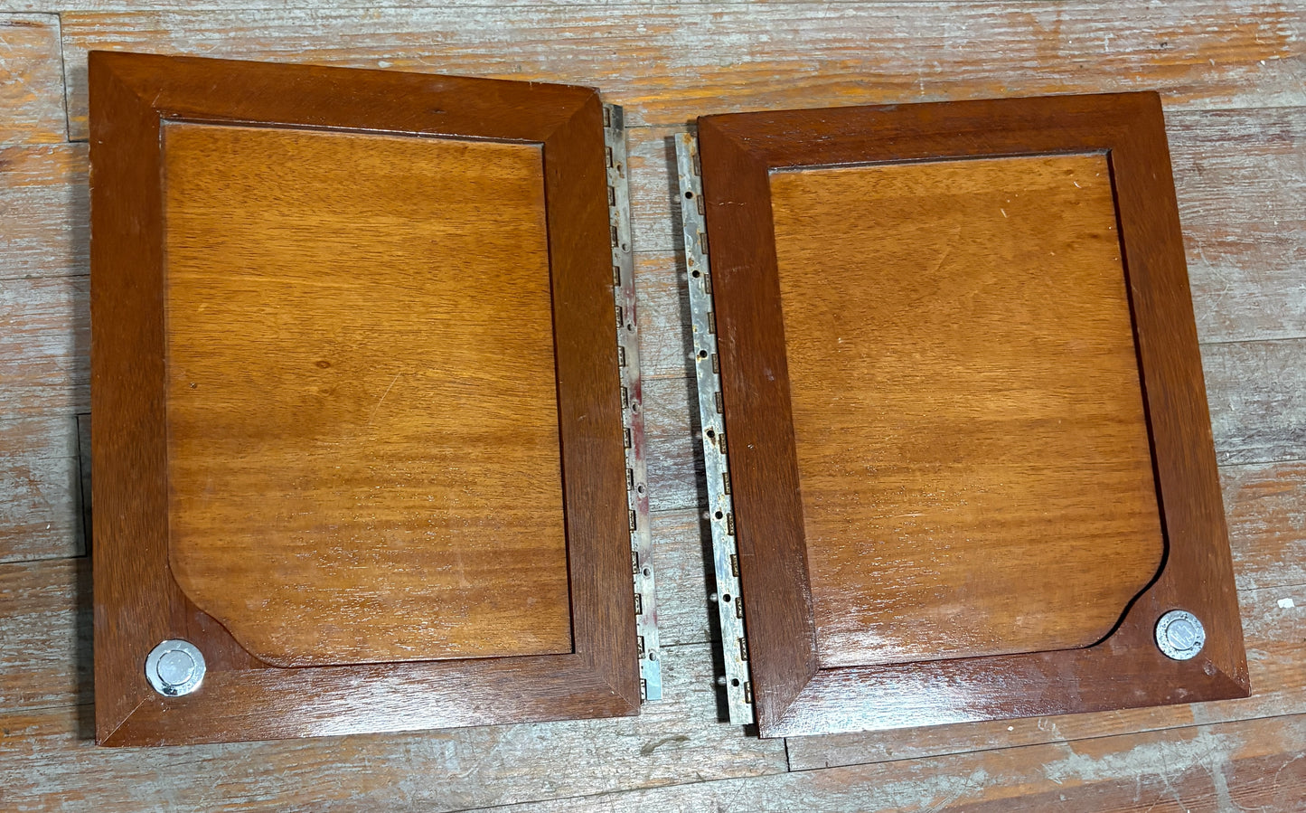 Teak Cabinet Door Pair with Push Button Latch 15 3/8 x 12  5/8" thick - Seafarer 31MKI Yawl