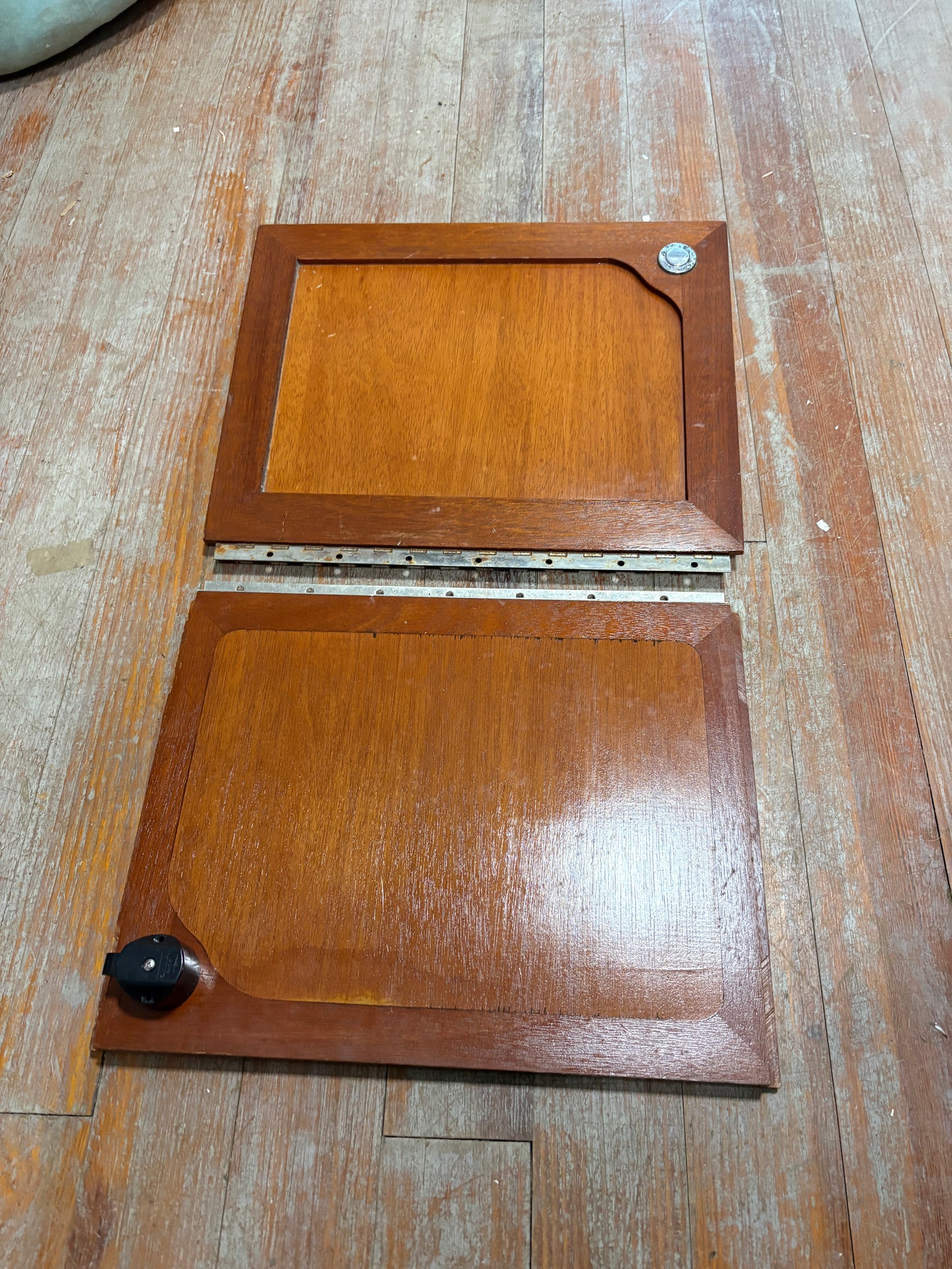 Teak Cabinet Door Pair with Push Button Latch 15 3/8 x 12  5/8" thick - Seafarer 31MKI Yawl