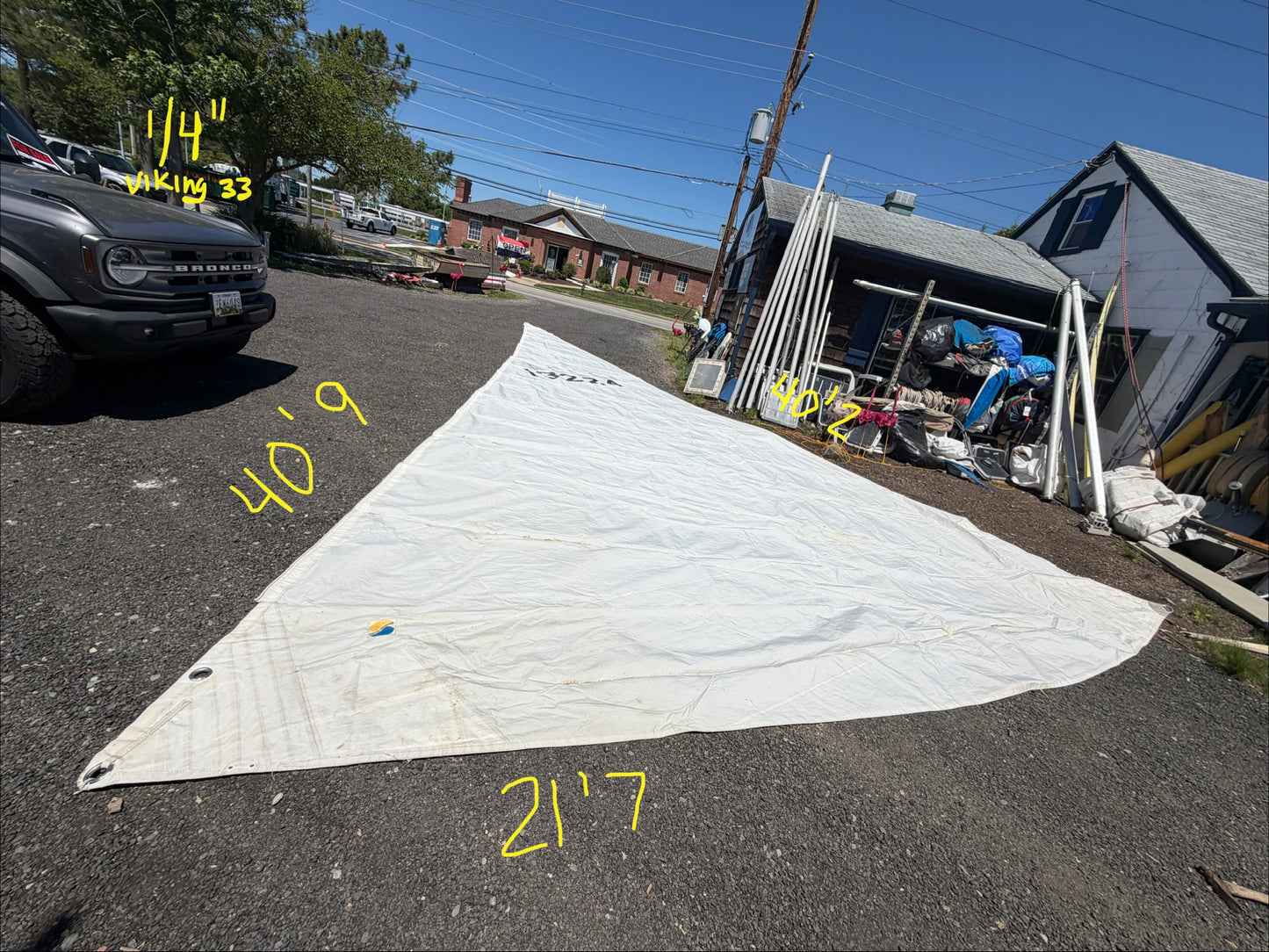 Viking 33 No. 2 Jib Sail 40'9" Leech x 40'2" Luff x 21'7" Foot