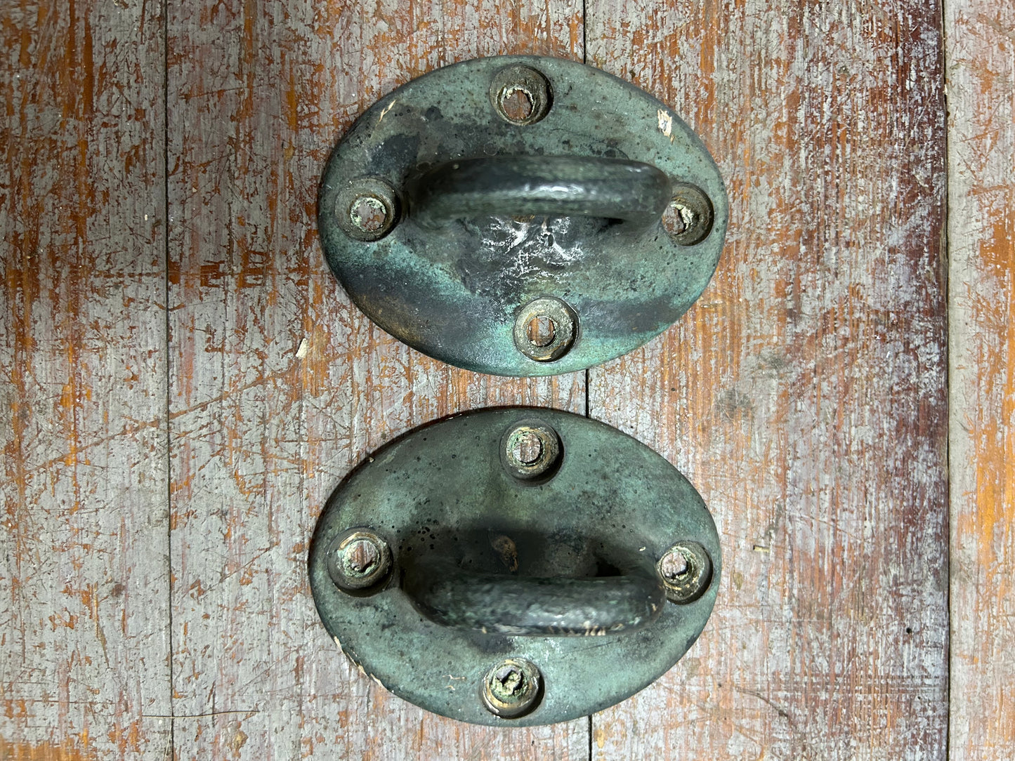 Lot of 2 Bronze Pad Eyes 3-1/4” x 2-1/2” 4-Hole