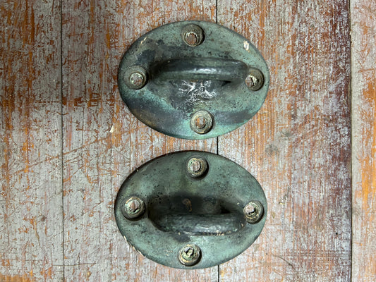 Lot of 2 Bronze Pad Eyes 3-1/4” x 2-1/2” 4-Hole