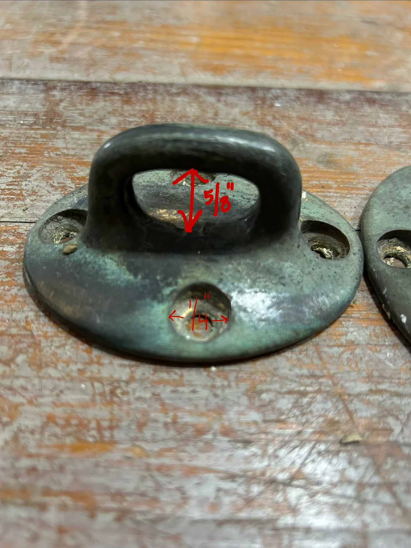 Lot of 2 Bronze Pad Eyes 3-1/4” x 2-1/2” 4-Hole