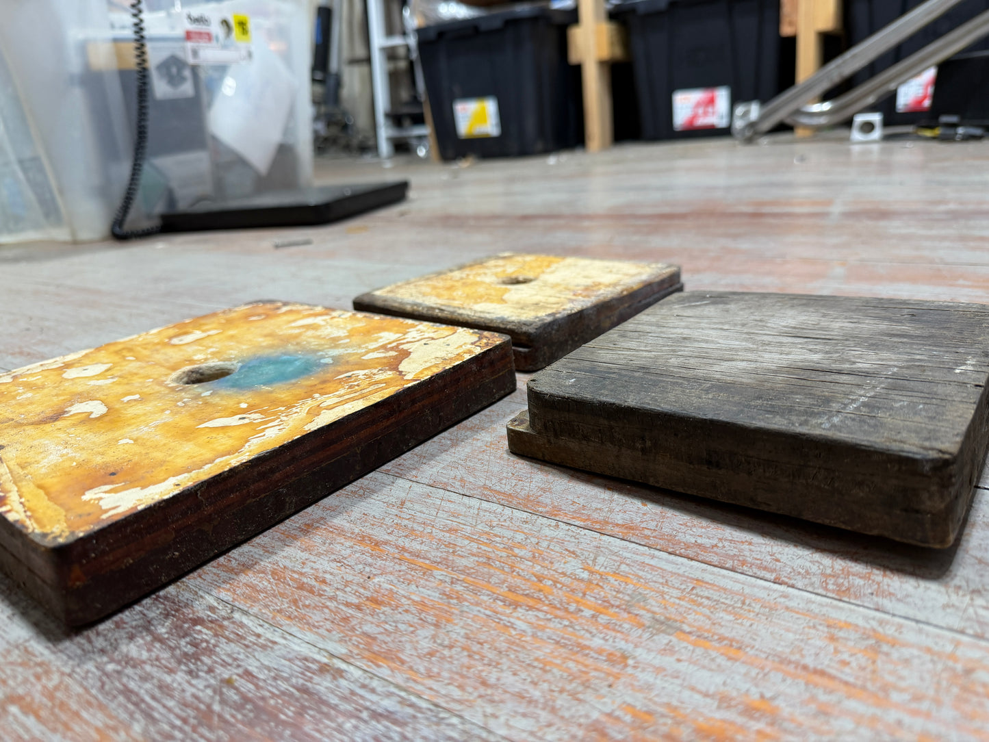 LOT OF 3 Teak & Holly Floor Boards -- #226