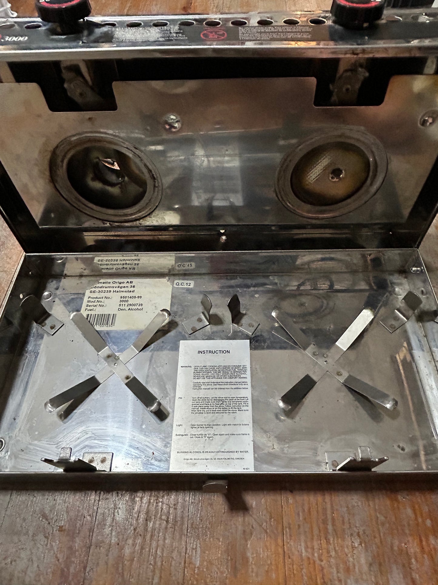 Origo 3000 2-Burner Marine Alcohol Stove w/ 2 Fuel Canisters Stainless Steel