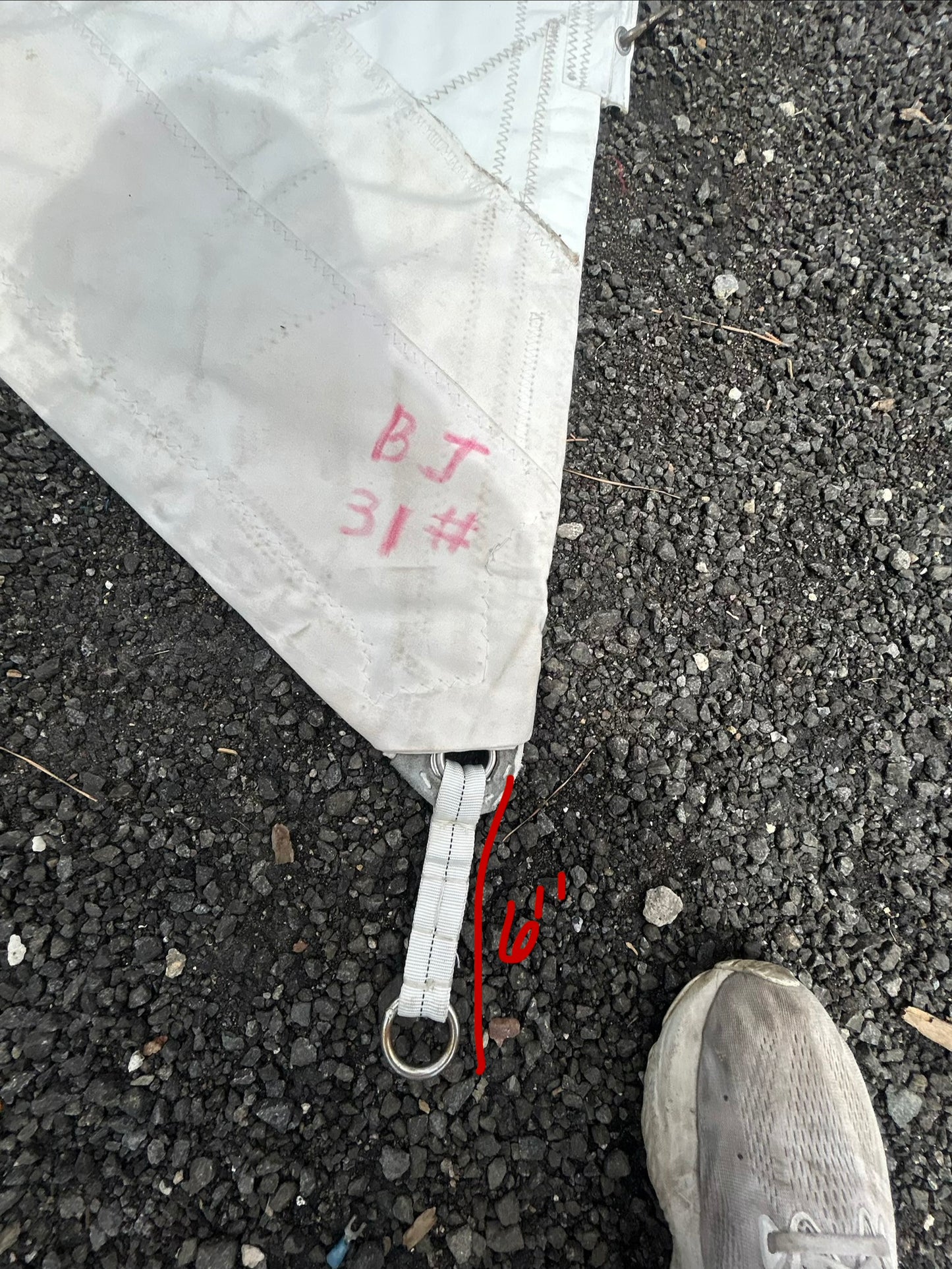 Mack Sails Working Jib Sail 38’3.5” Luff x 14’4” Foot Dacron w/ Bronze Tack Shackle