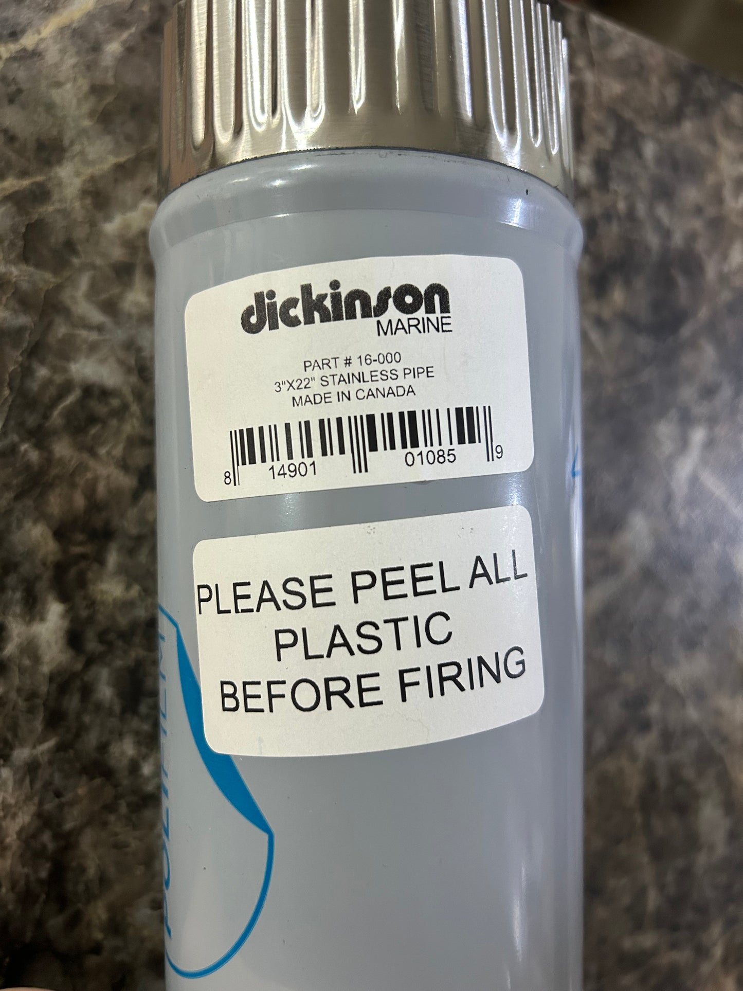 Dickinson Marine 16-000 3” x 22” Stainless Steel Stove Chimney Pipe New