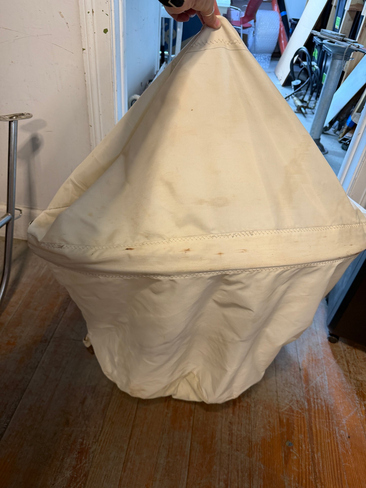 White Ballooner / Spinnaker Sail Bag - 28" Diameter x 20" Tall