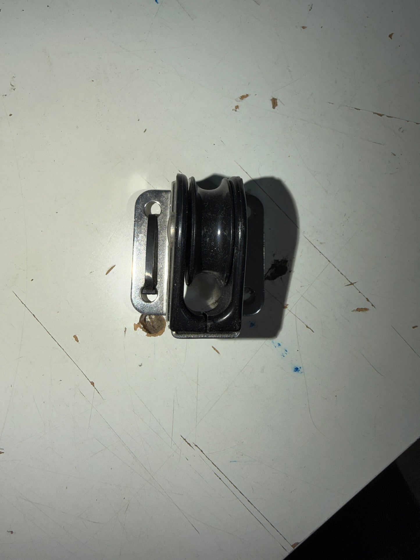 Small Harken 1 1/8” Sheave Single Raised Cheek Block- 5/16” Line