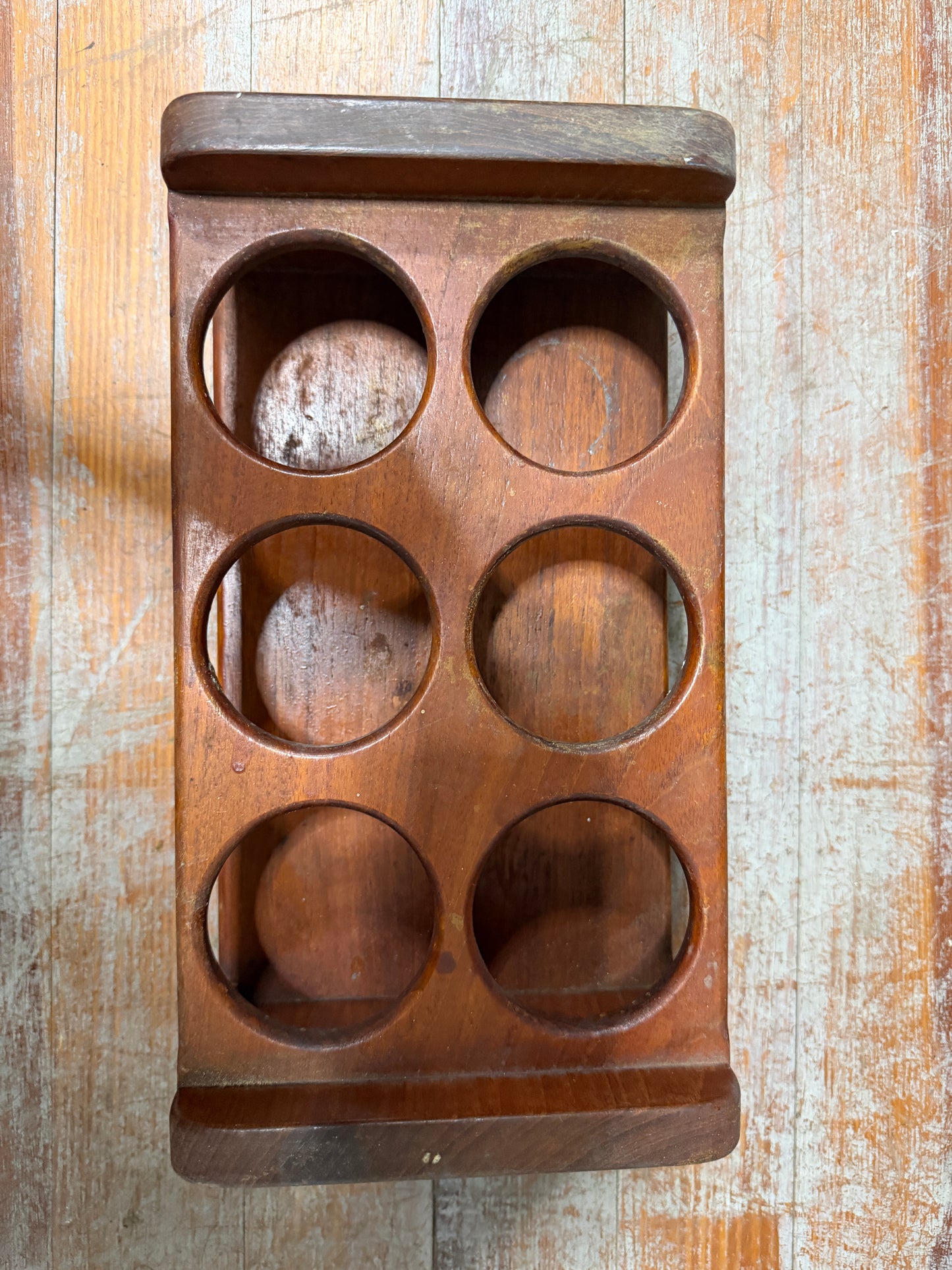 Teak 6 Cup Holder - 12 1/2" Long x 7" Wide x 5 5/8" Tall