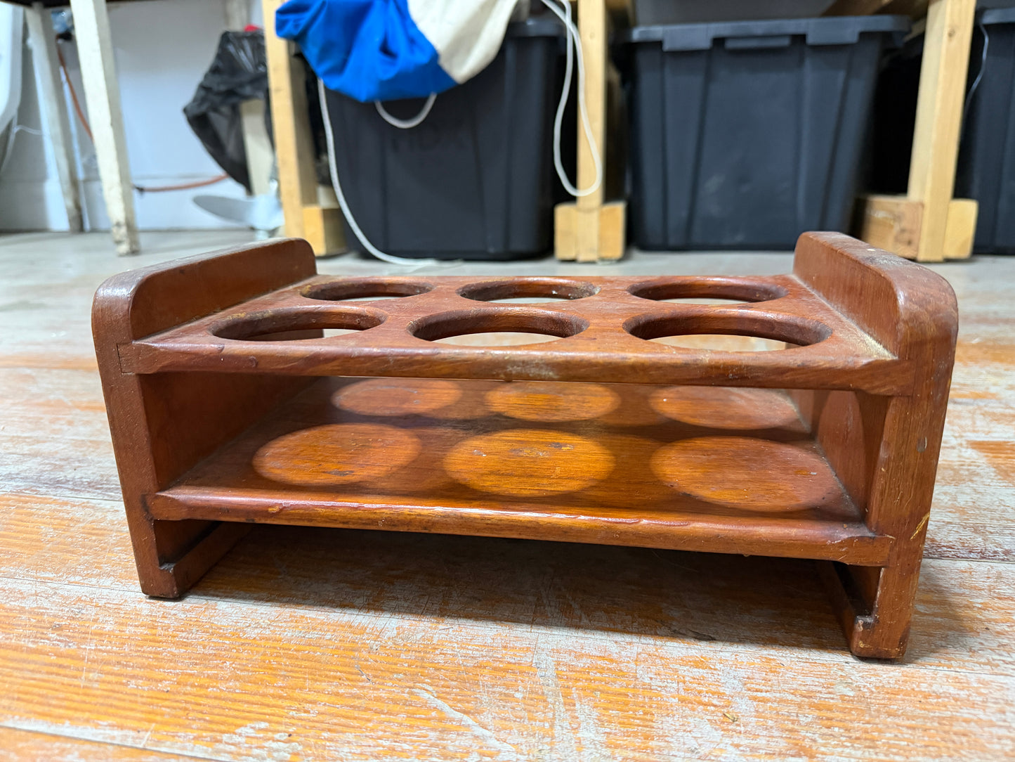 Teak 6 Cup Holder - 12 1/2" Long x 7" Wide x 5 5/8" Tall