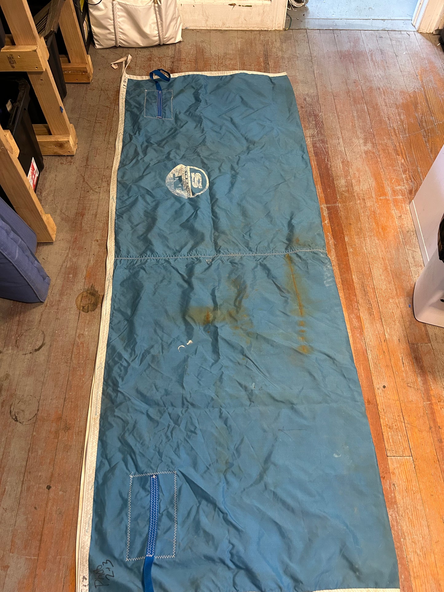 North Sails Blue Sail Storage Bag 8’ x 35” Heavy Duty Zippered Sail Bag Marine