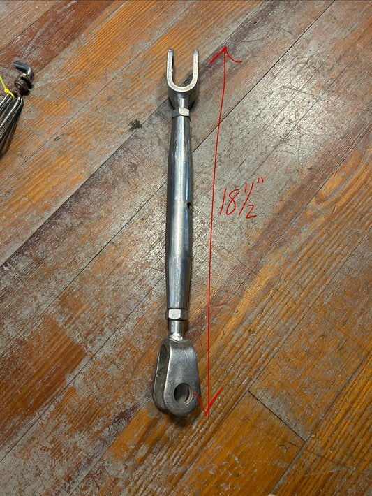 Large 18-1/2” Stainless Steel Jaw & Eye Turnbuckle & Rigging 1-1/8” Jaw