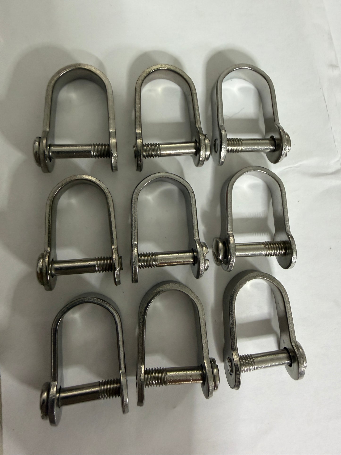 Lot of 9 Stainless Steel Shackles - 3/16" Pin Diameter