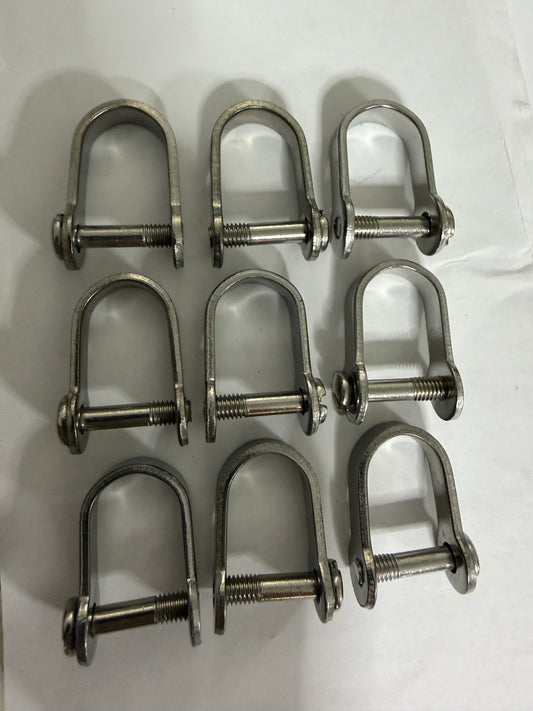 Lot of 9 Stainless Steel Shackles - 3/16" Pin Diameter