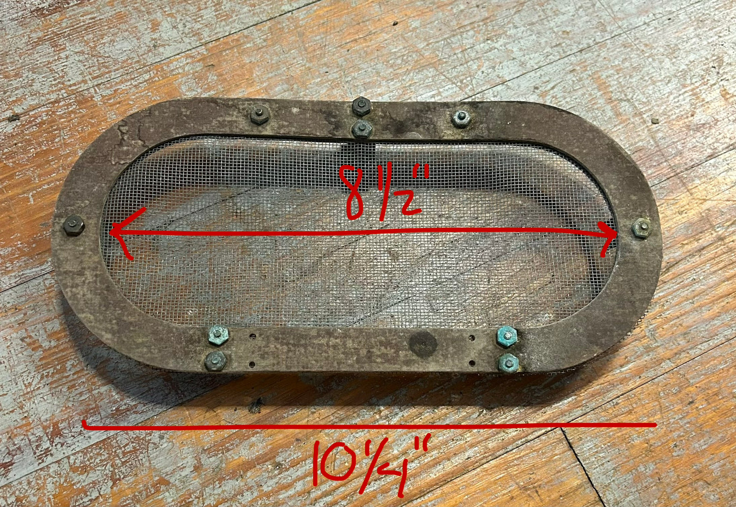 Vintage Tufnol Oval Boat Portlight Insect Screen Bug Screen 10-1/4” x 4-1/2”